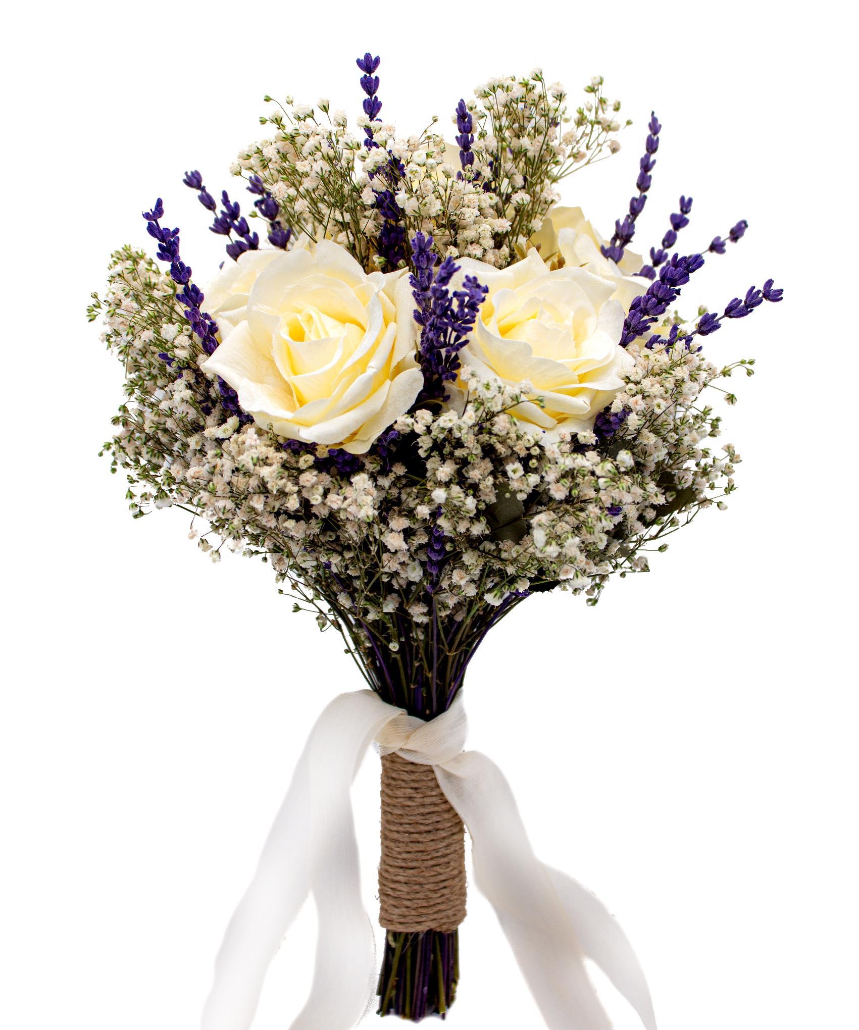 Gelin El Buketi Çiçeği Cipso Lavanta ve Gül