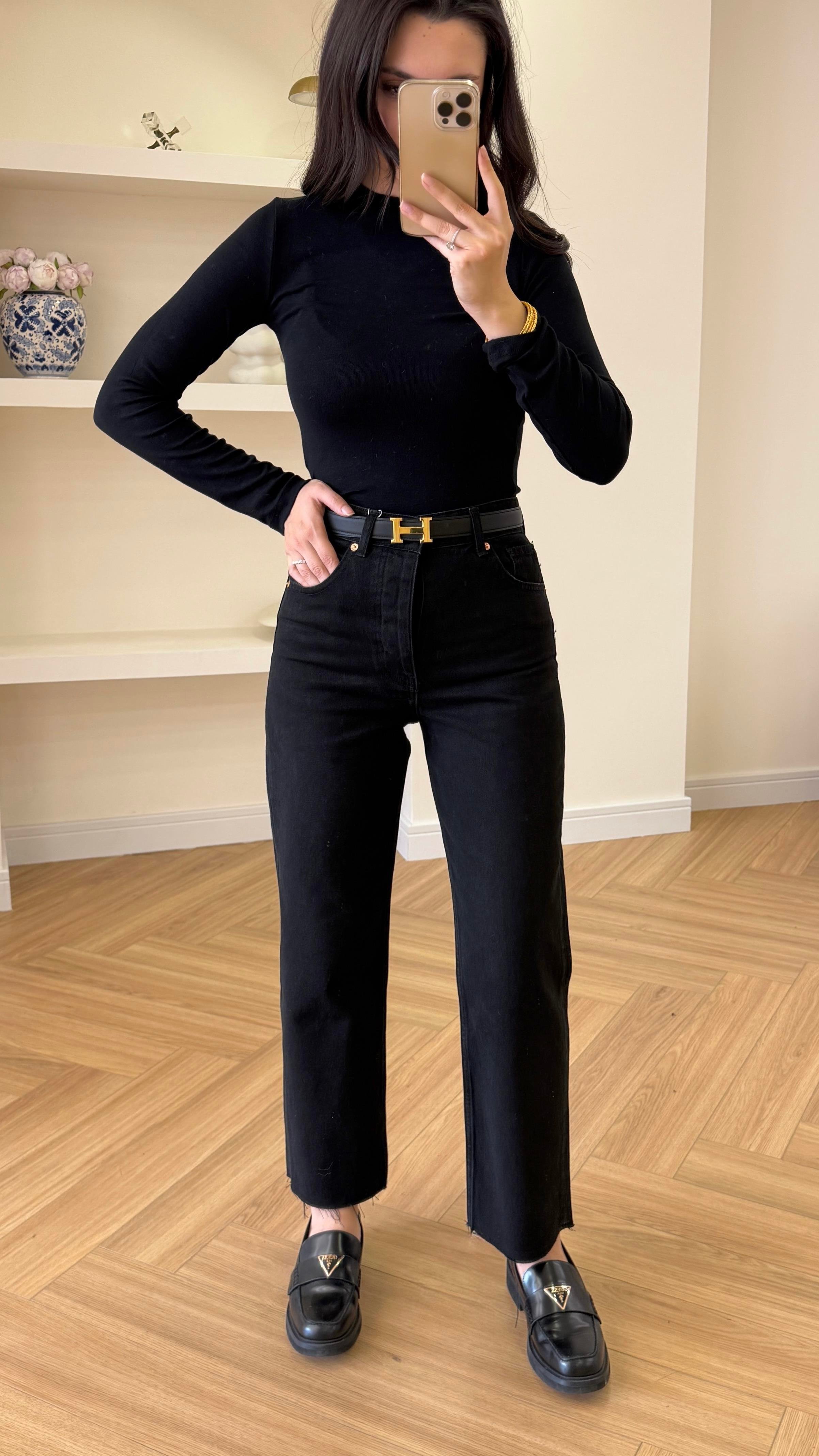 ZARA KESİK PAÇA JEAN - SİYAH