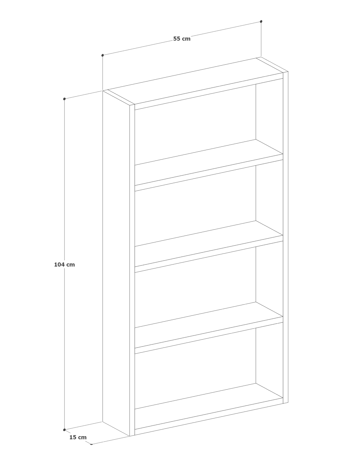 1. Sınıf Mdf 5 Raflı Dekoratif Kitaplık, Beyaz Kitaplık, Ofis Kitaplığı, Duvar Rafı 104x55cm