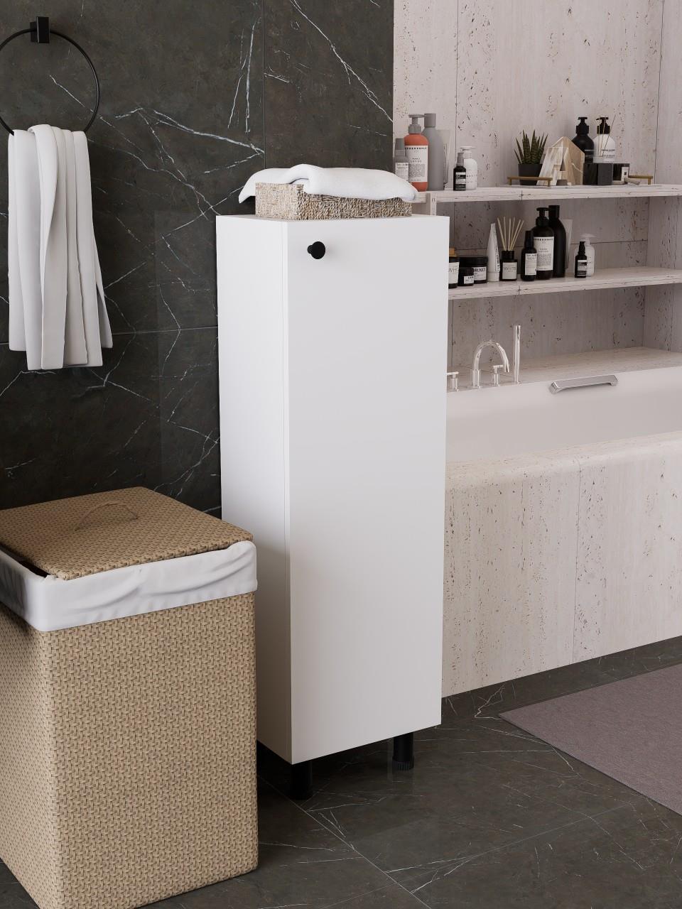 %100 MDF 3 Raflı Çok Amaçlı Dolap, Ayarlanabilir Raflı Metal Ayaklı Beyaz Kiler Dolabı, Mutfak Dolabı, Banyo Dolabı (BD06)
