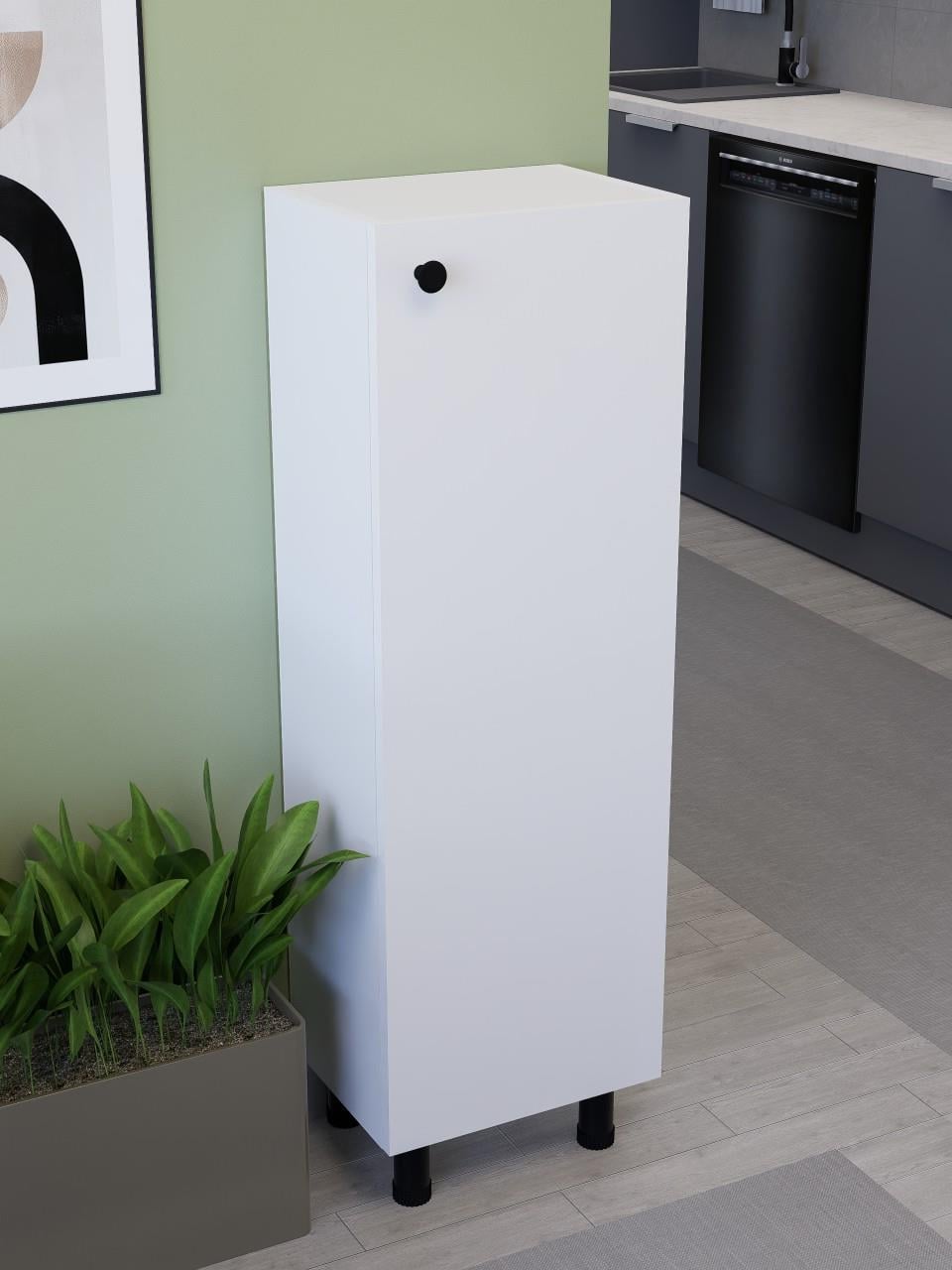 %100 MDF 3 Raflı Çok Amaçlı Dolap, Ayarlanabilir Raflı Metal Ayaklı Beyaz Kiler Dolabı, Mutfak Dolabı, Banyo Dolabı (BD06)
