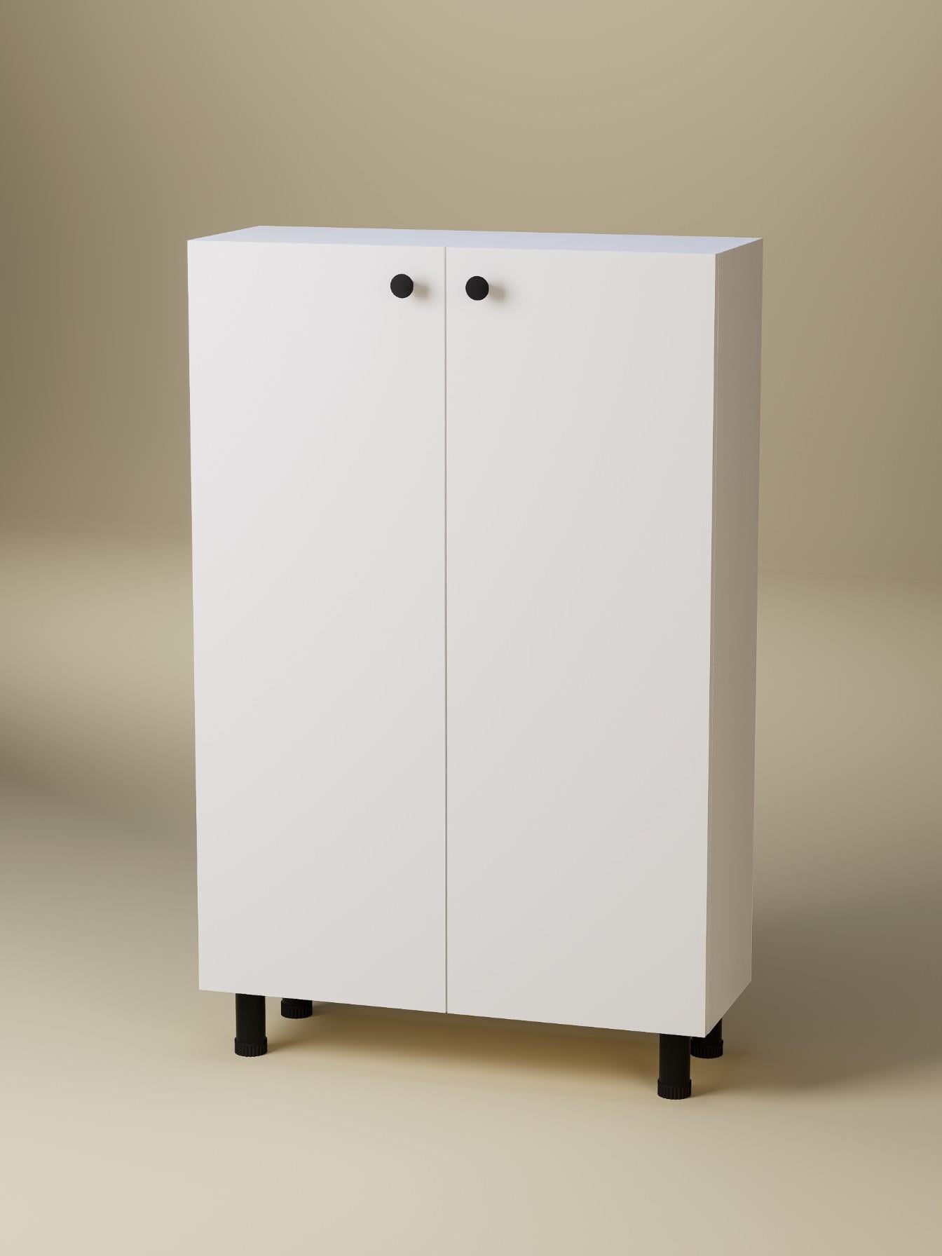 %100 MDF Ayarlanabilir Raflı Metal Ayaklı Beyaz Kiler Dolabı, 2 Kapaklı Çok Amaçlı Dolap, Mutfak Dolabı, Banyo Dolabı (BD08)