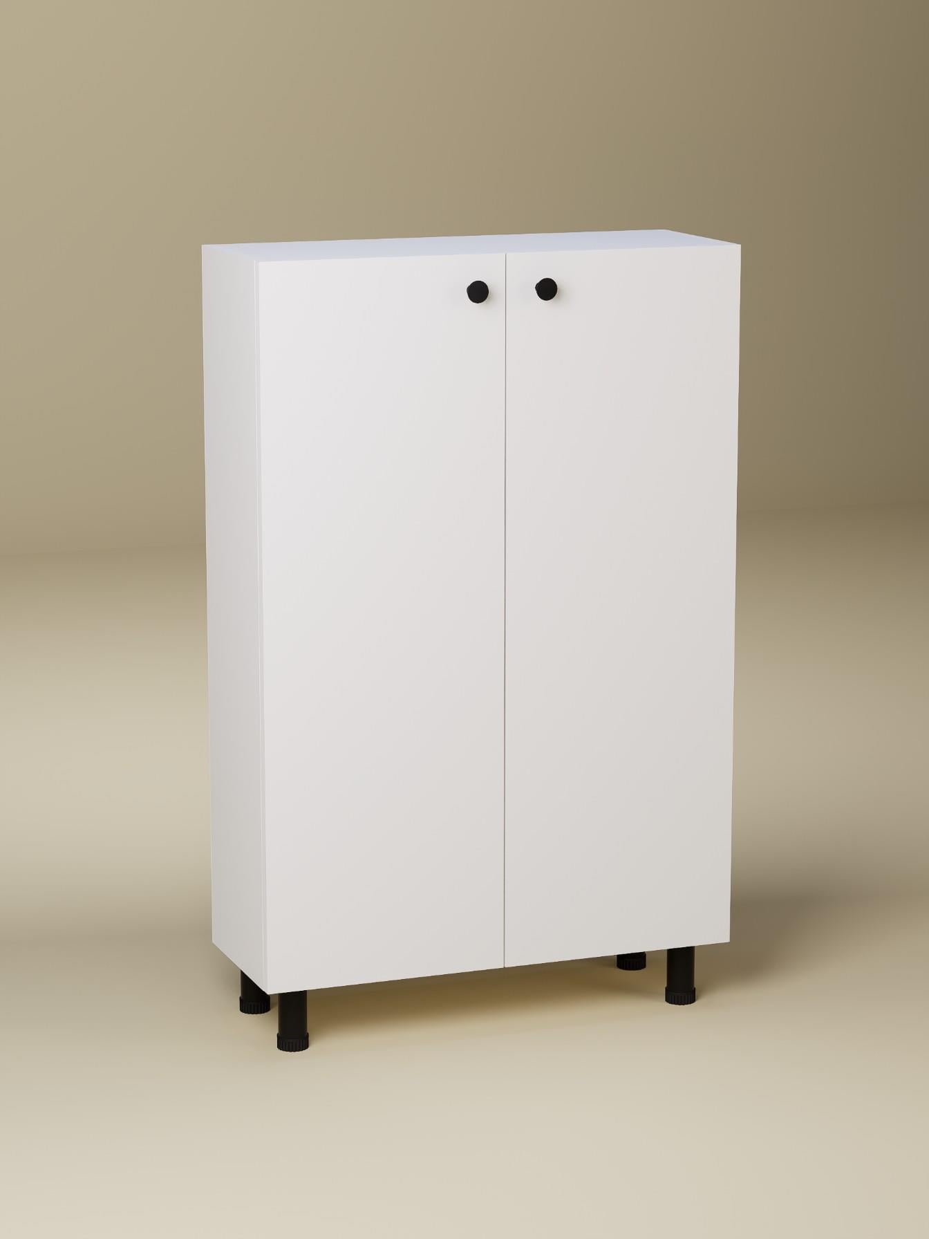 %100 MDF Ayarlanabilir Raflı Metal Ayaklı Beyaz Kiler Dolabı, 2 Kapaklı Çok Amaçlı Dolap, Mutfak Dolabı, Banyo Dolabı (BD08)