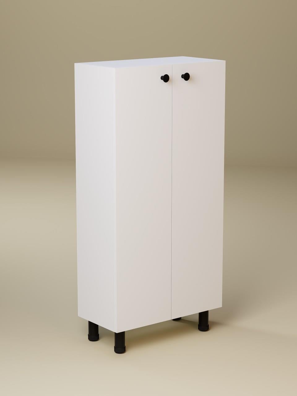 %100 MDF Çok Amaçlı Dolap, 2 Kapaklı Ayarlanabilir Raflı Metal Ayaklı Beyaz Kiler Dolabı, Mutfak Dolabı, Banyo Dolabı (BD07)
