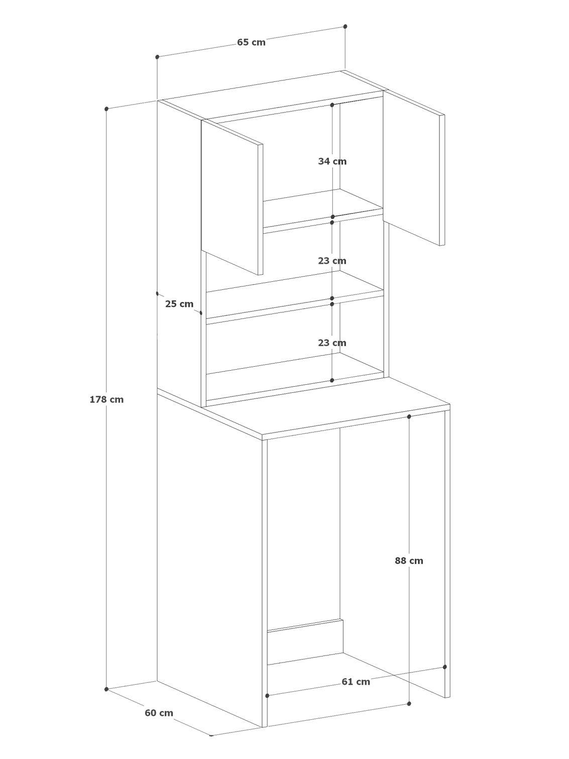 %100MDF Çamaşır ve Kurutma Makinesi Dolabı, 3 Raflı Kapaklı Çamaşır Makinesi Üstü Dolabı