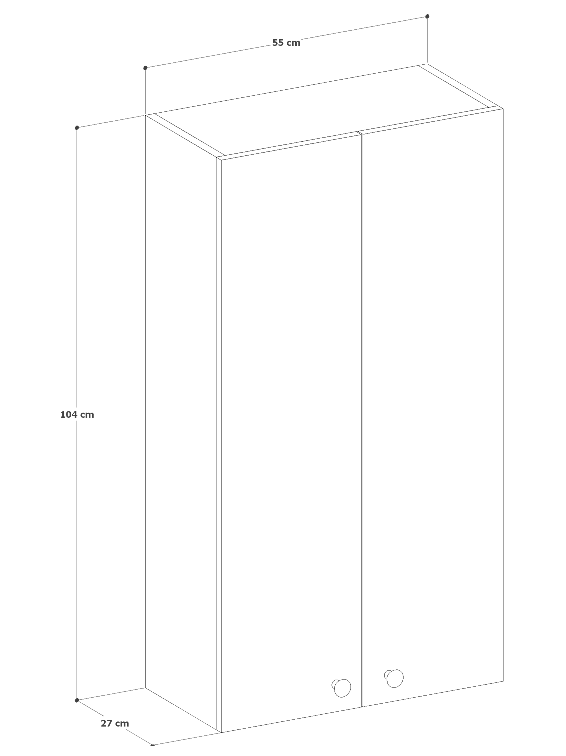 2 Kapaklı Ayarlanabilir Raflı Beyaz Çok Amaçlı Dolap, Kulplu Kiler Dolabı, Banyo Dolabı %100MDF (BD10)