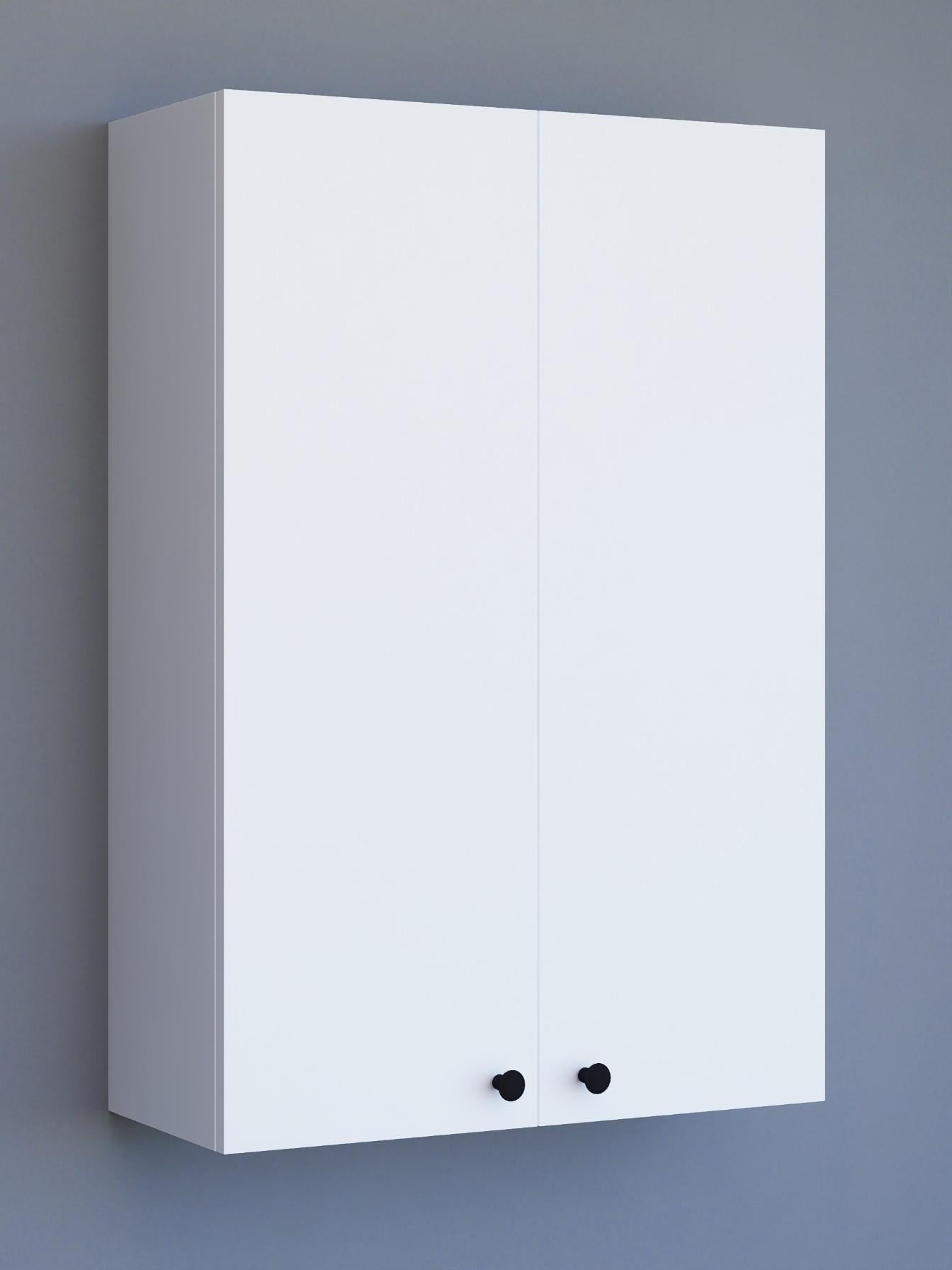 2 Kapaklı Beyaz Çok Amaçlı Dolap, Ayarlanabilir Raflı, Kulplu Kiler Dolabı, Banyo Dolabı 104x73cm %100MDF (BD11) 