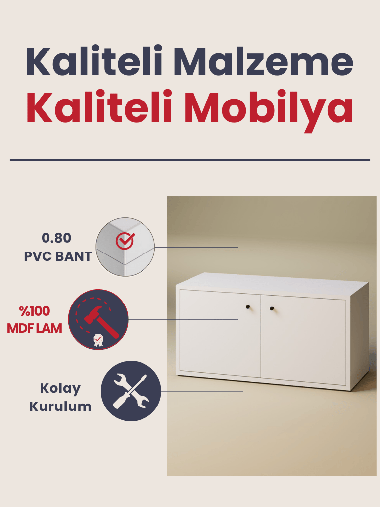 2 Kapaklı Çok Amaçlı Dolap, Kapaklı Beyaz Dolap, Komodin, Havlu Dolabı