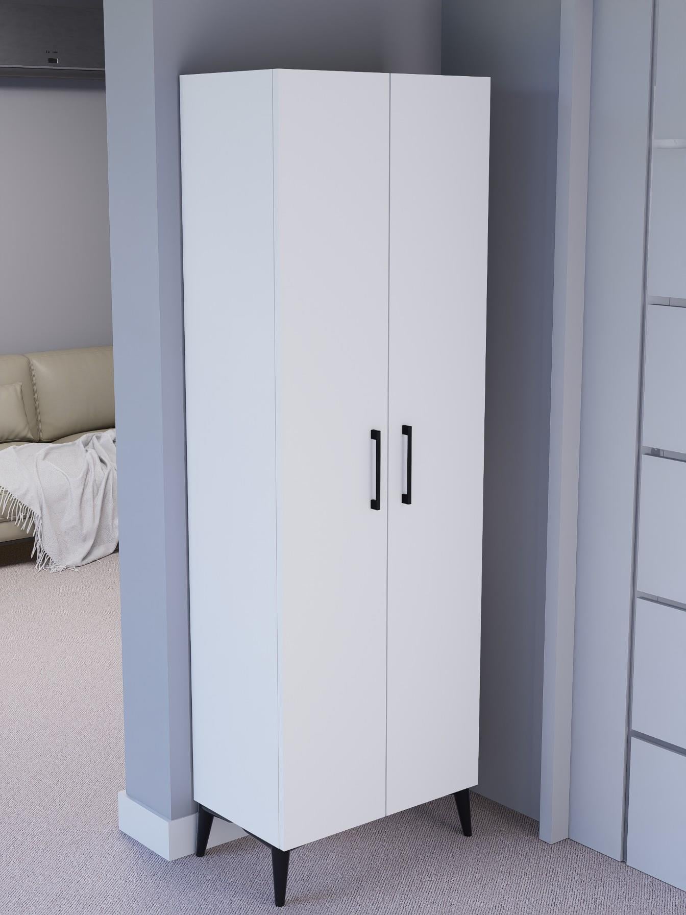 Askılıklı, Ayakkabılıklı 2 Kapaklı Beyaz Portmanto | %100 MDF Raflı Modern Vestiyer (VST05)