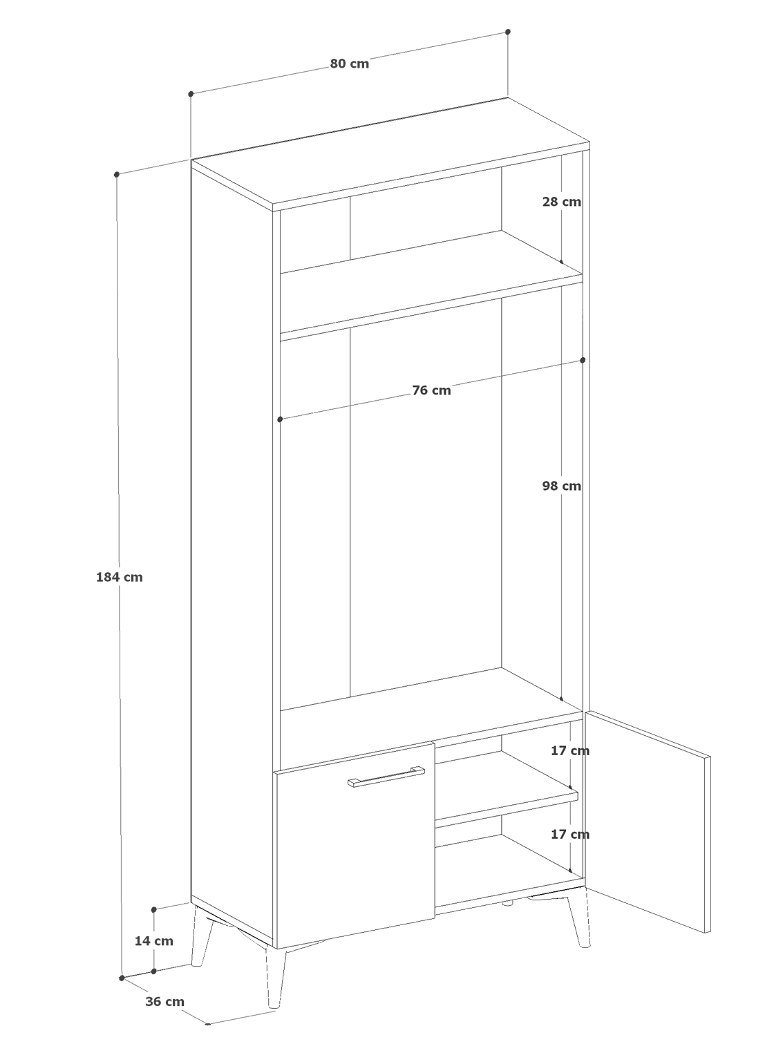 Ayakkabılıklı, Askılıklı Modern Beyaz Portmanto | %100 MDF Raflı Vestiyer | Antre Dolabı (VST04)
