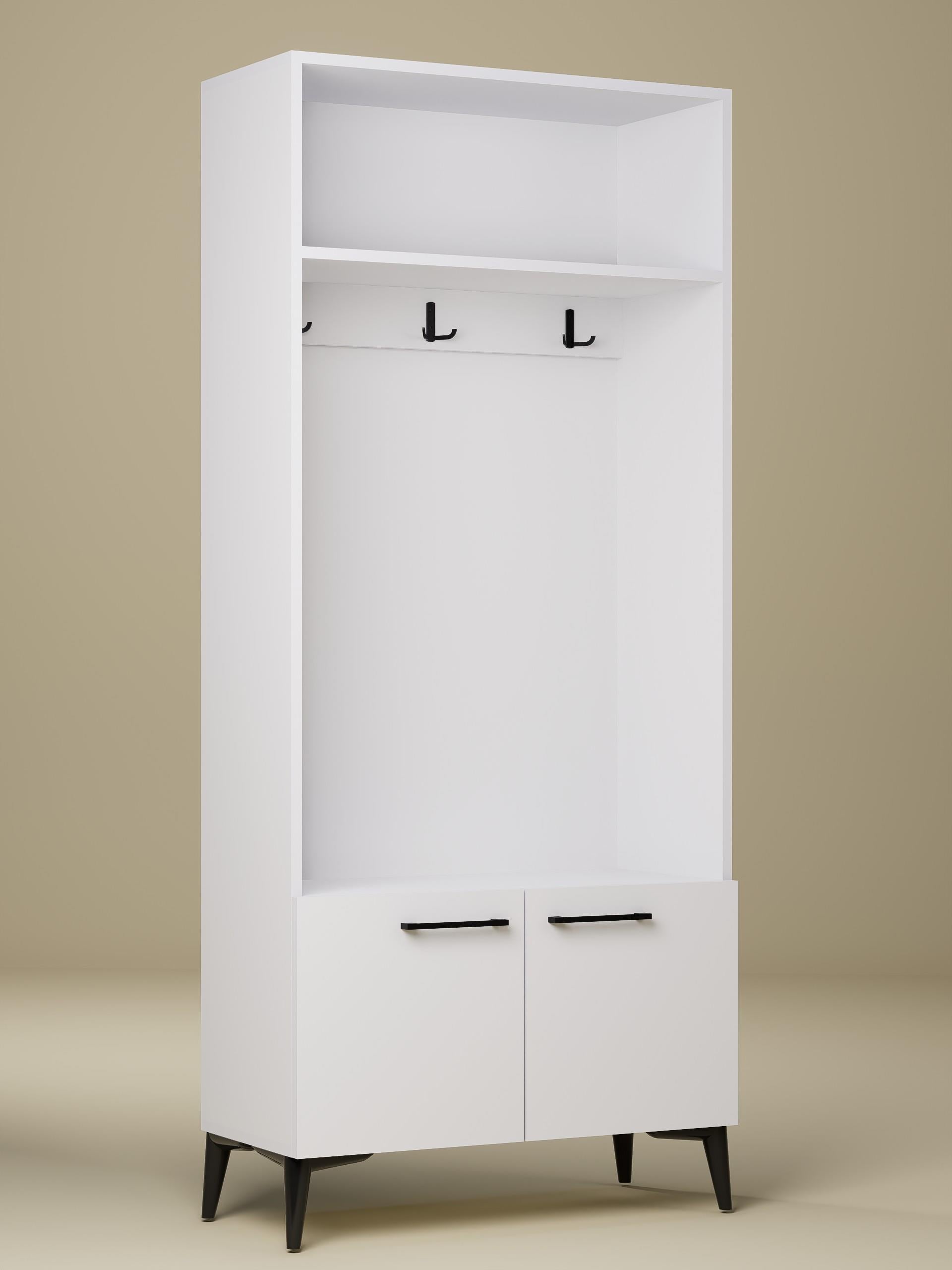 Ayakkabılıklı, Askılıklı Modern Beyaz Portmanto | %100 MDF Raflı Vestiyer | Antre Dolabı (VST04)