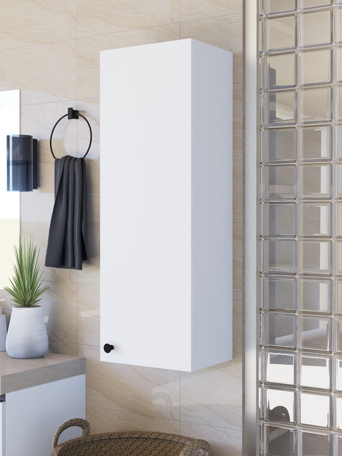 Ayarlanabilir Raflı Beyaz Çok Amaçlı Dolap, Kiler Dolabı, Banyo Dolabı %100MDF Kulplu Dolap (BD09)