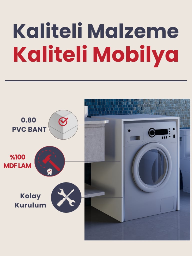 Beyaz Çamaşır Makinesi Dolabı, Kurutma Makinesi Dolabı