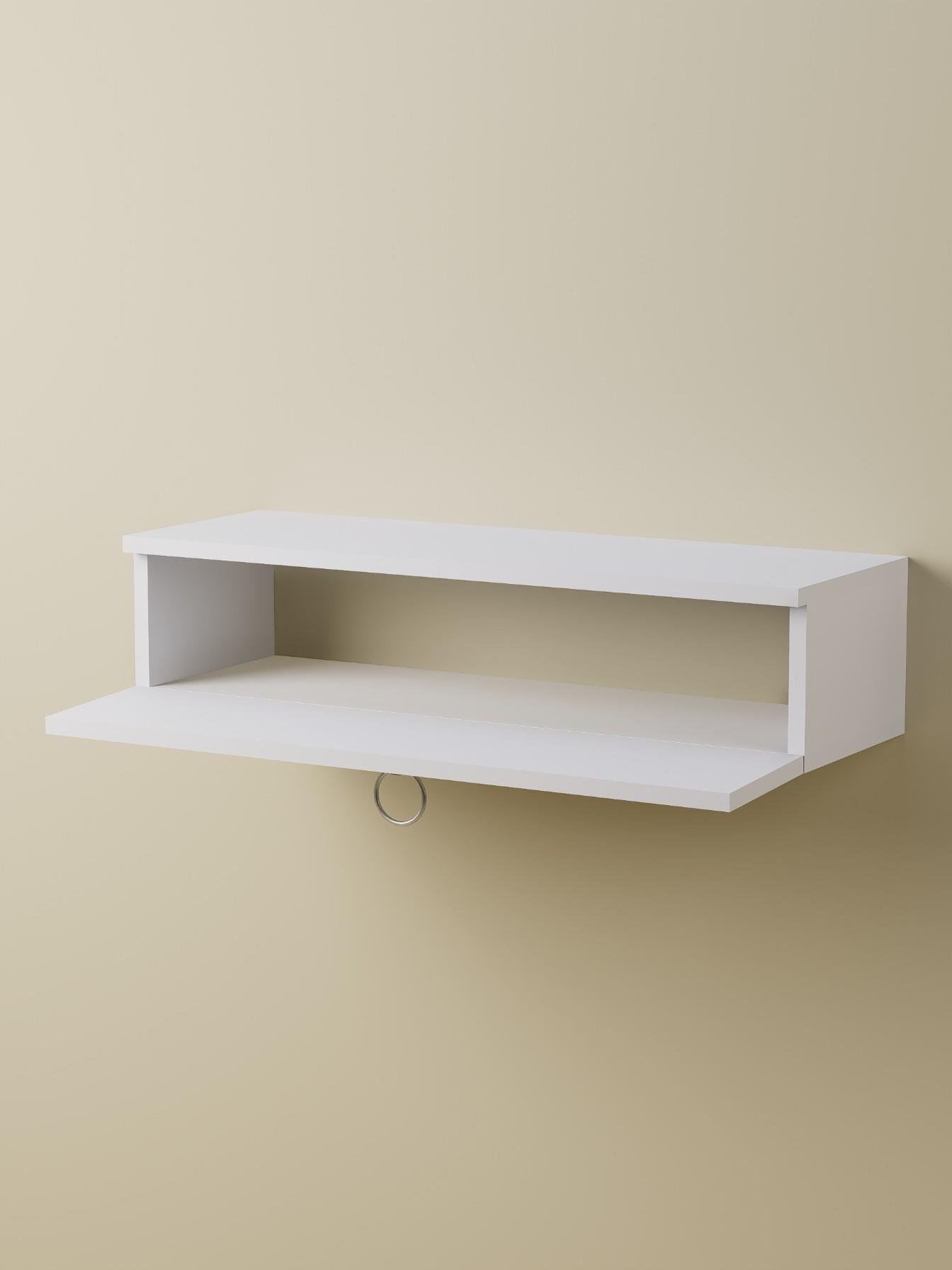 Beyaz Duvara Monte Dresuar | Halka Kulplu Tek Kapaklı %100 MDF Konsol | Şık ve Modern Dekoratif Raf (80 cm) (VST06)