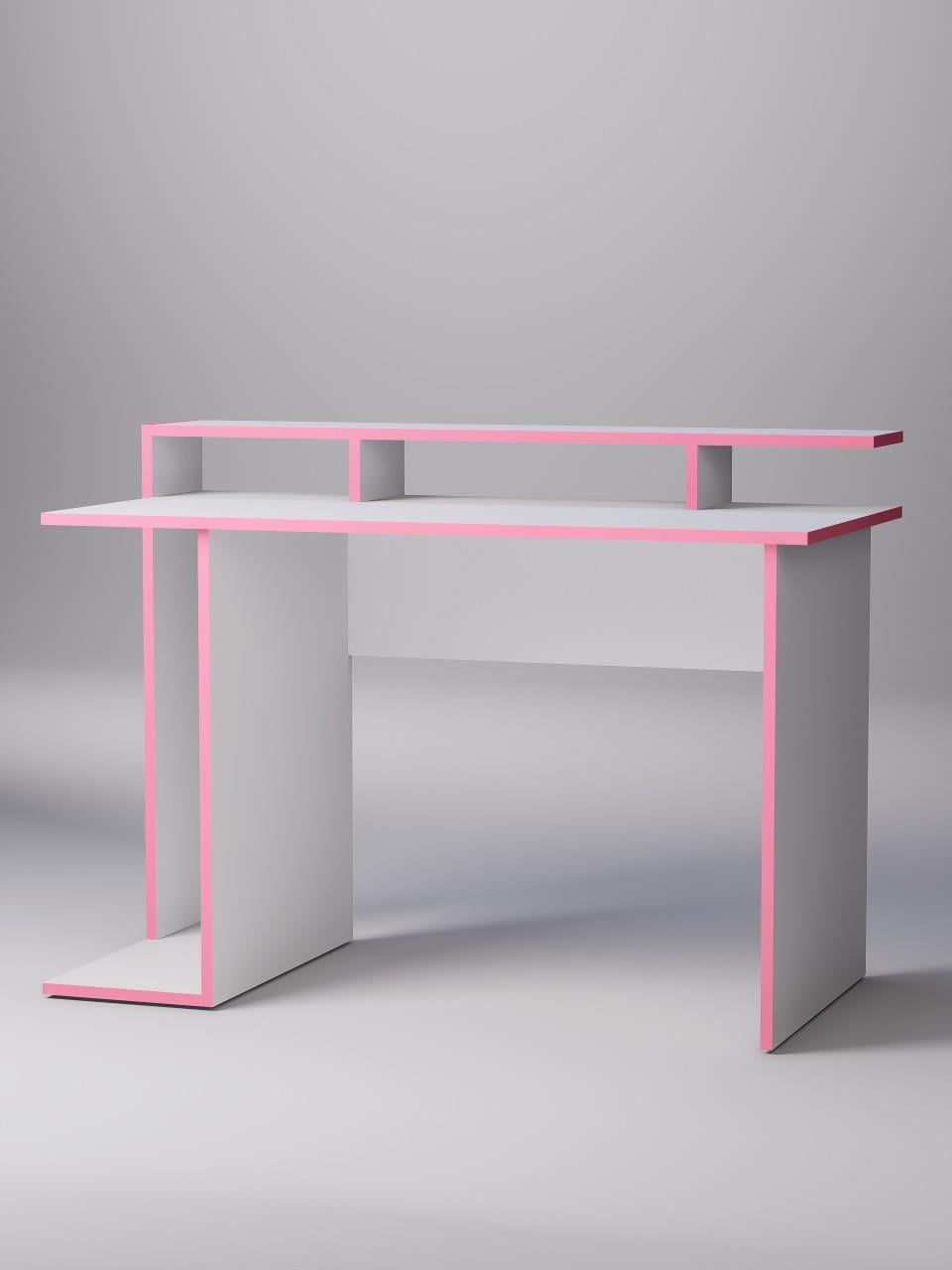 Beyaz Oyuncu Masası, %100 MDF, Profesyonel Gaming Oyuncu Masası, Pembe - Beyaz, 60x120cm
