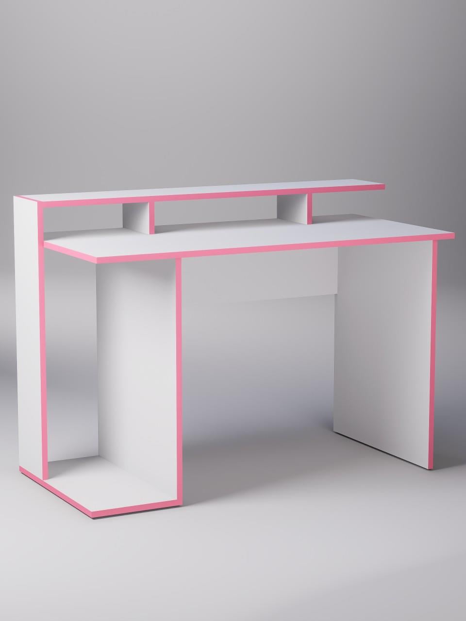 Beyaz Oyuncu Masası, %100 MDF, Profesyonel Gaming Oyuncu Masası, Pembe - Beyaz, 60x120cm