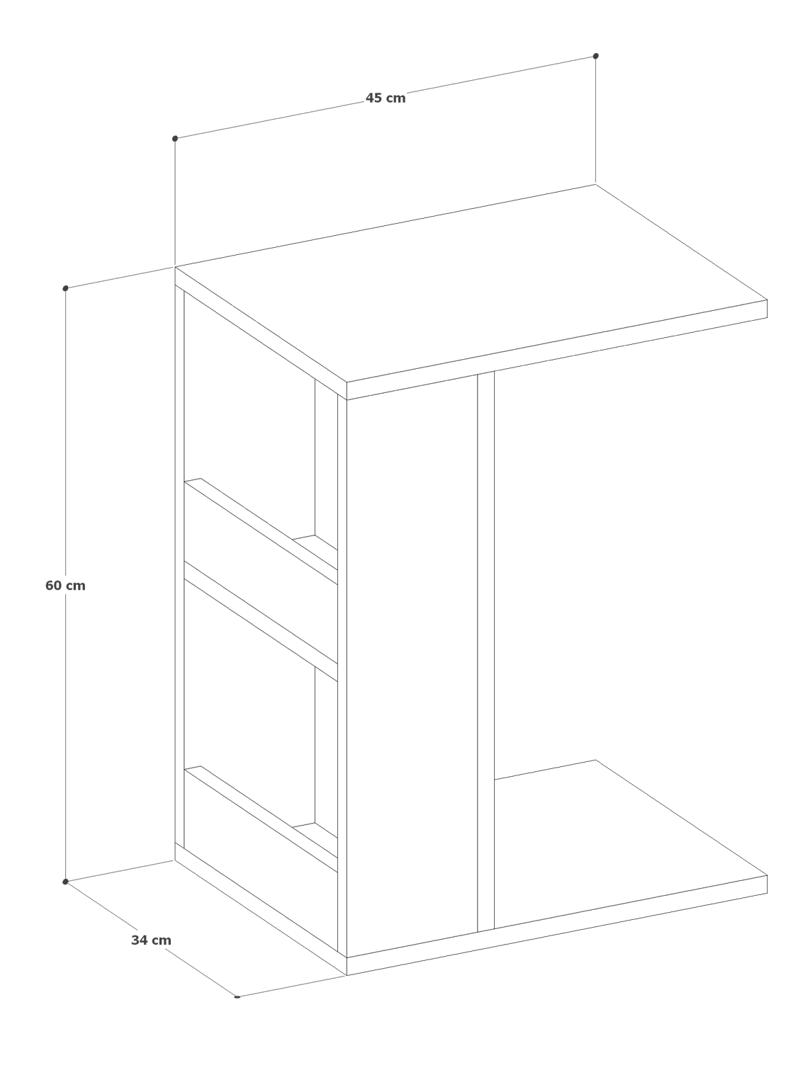 Dergilikli Raflı C Yan Sehpa, %100 MDF Sonoma/Beyaz 
