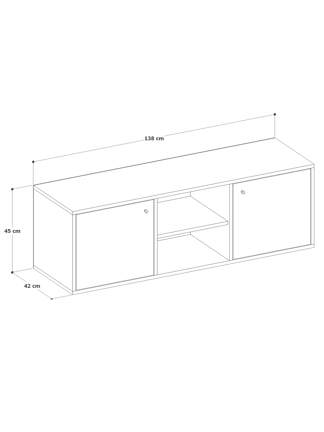 Detamob Beyaz Tv Ünitesi, 2 Kapaklı Raflı Tv Sehpası - 138cm MDF