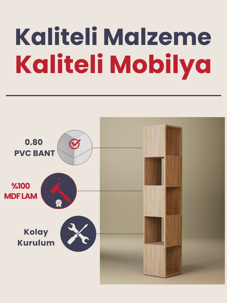Detamob Dekoratif Köşe Kitaplık, Dosya Dolabı
