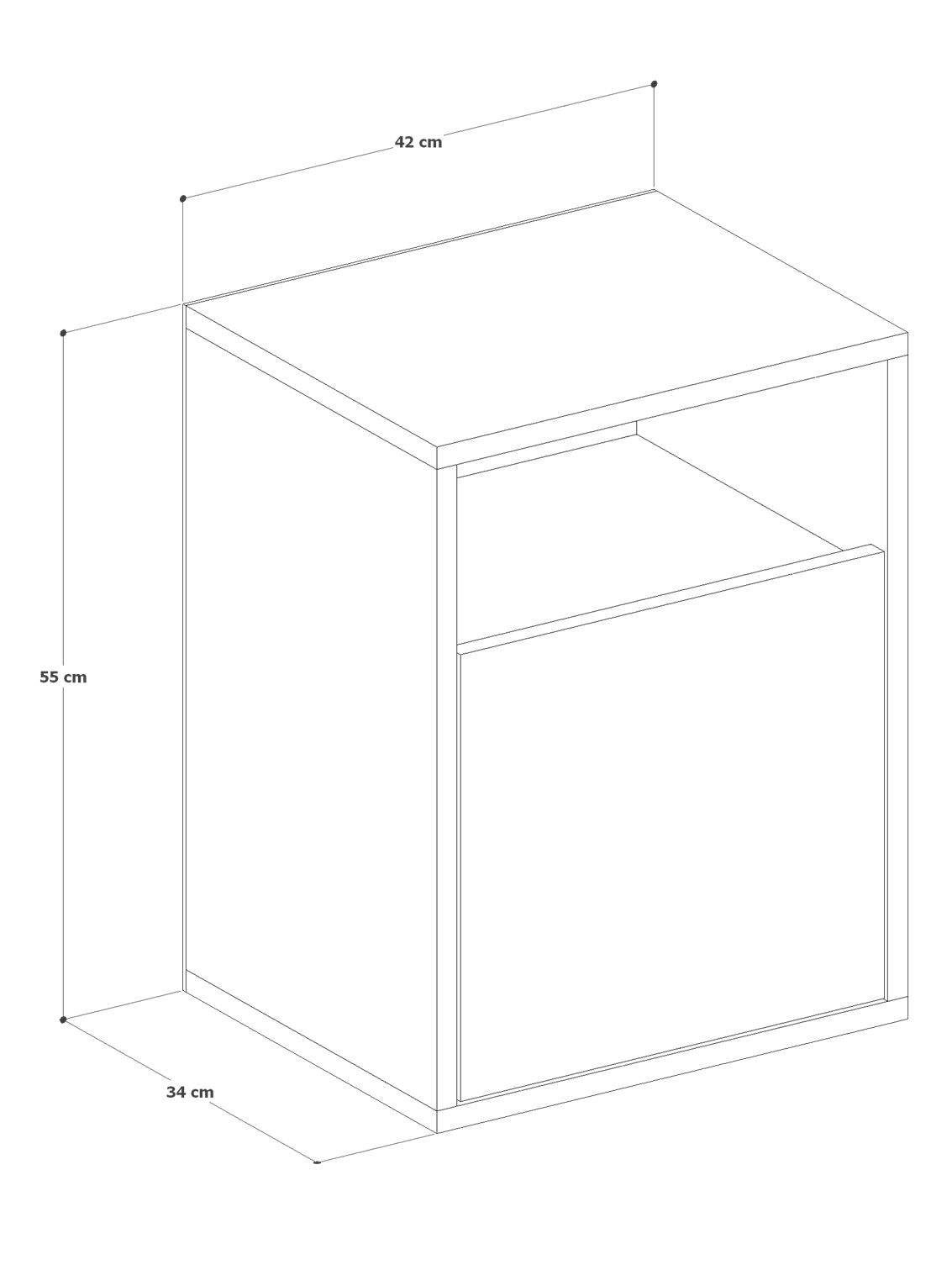 Detamob Kapaklı Raflı Komodin, %100 MDF Sonoma/Beyaz & Karbon Gri/Sonoma