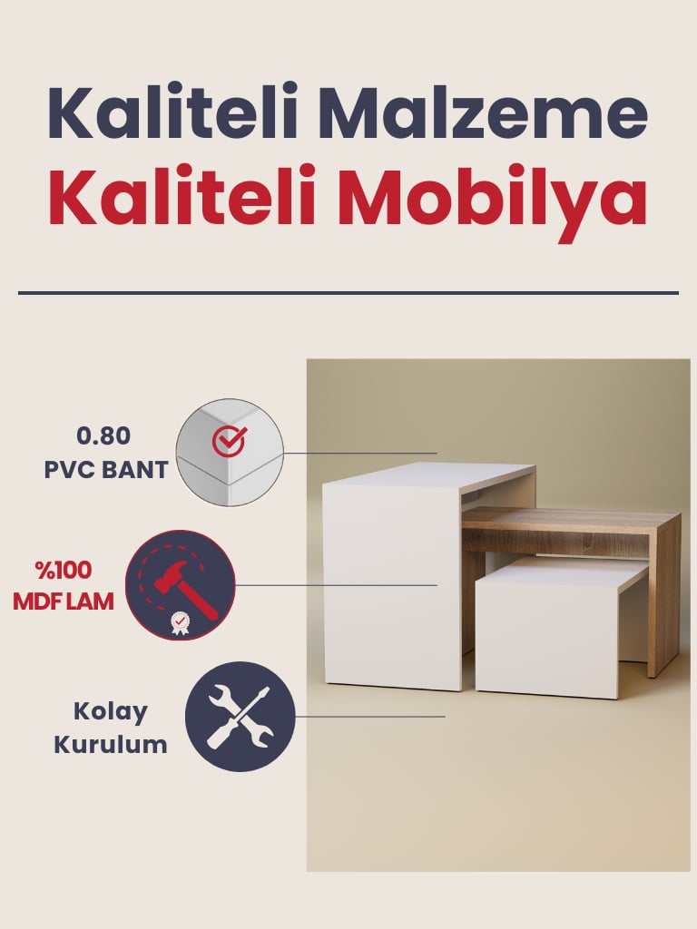 Detamob Zigonlu Orta Sehpa Takımı