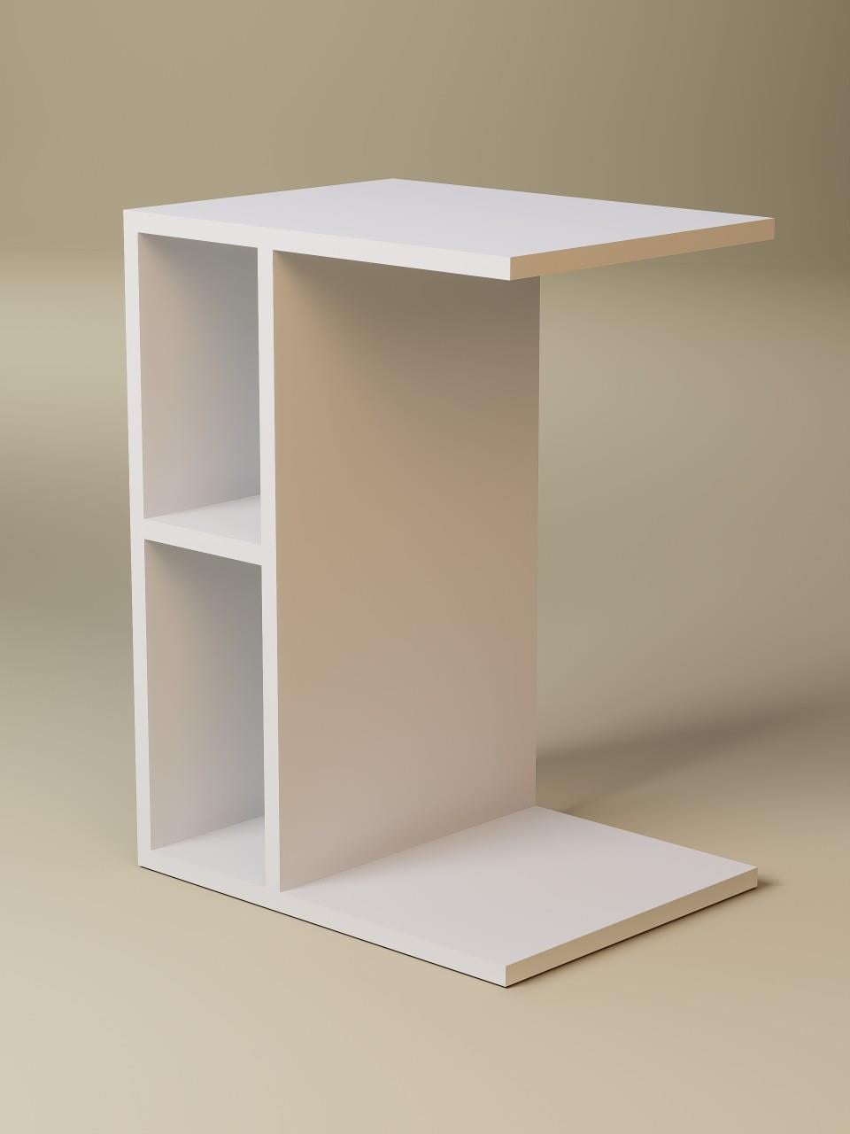 Raflı C Yan Sehpa, %100 MDF Beyaz & Sonoma/Beyaz & Sonoma / Gri
