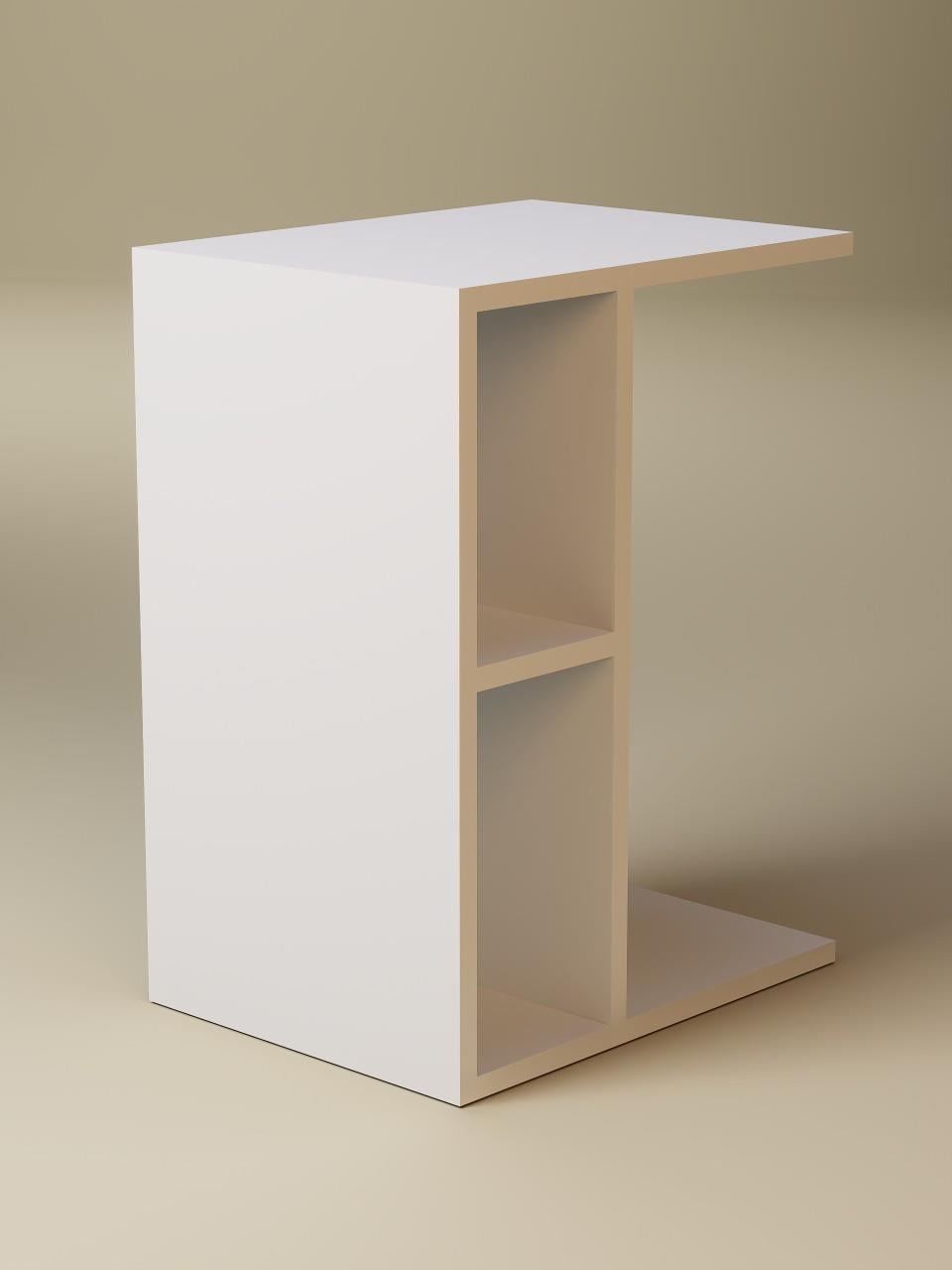 Raflı C Yan Sehpa, %100 MDF Beyaz & Sonoma/Beyaz & Sonoma / Gri