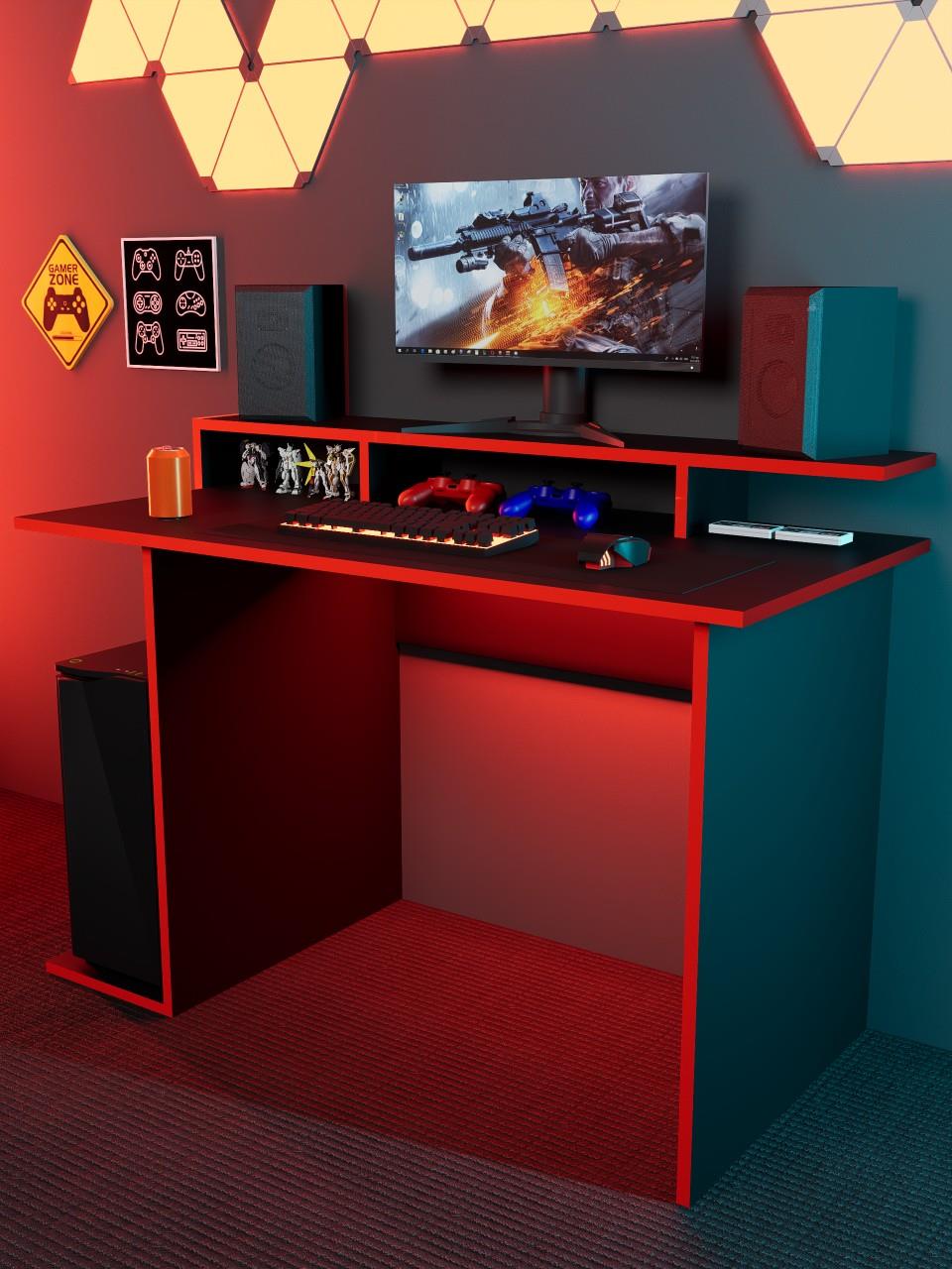Siyah Oyuncu Masası, %100 MDF, Profesyonel Gaming Oyuncu Masası, 60x120cm