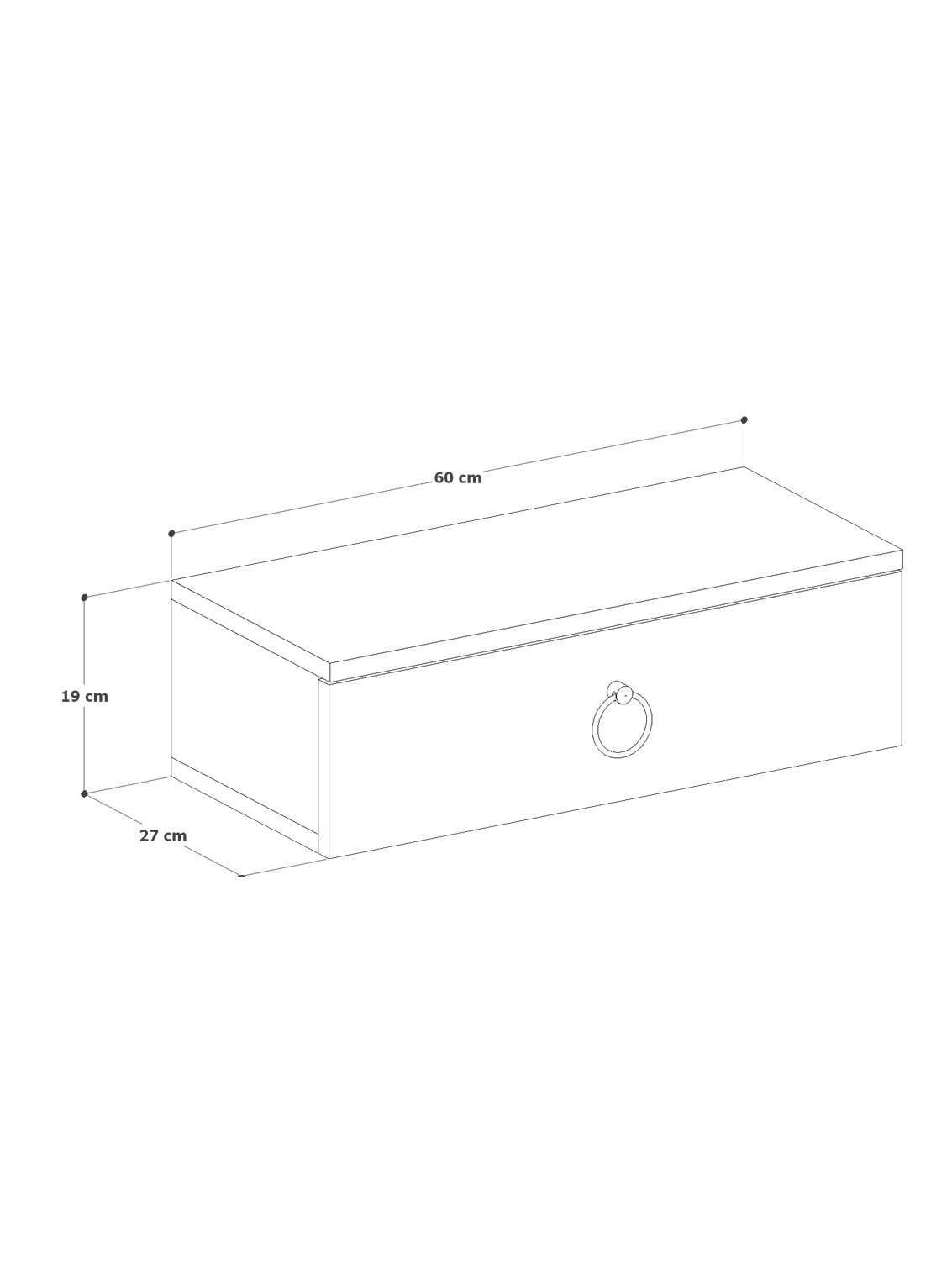 Vizon Rengi Duvara Monte Dresuar | Halka Kulplu Tek Kapaklı %100 MDF Konsol (60cm) | Şık ve Modern Dekoratif Raf (VST07)