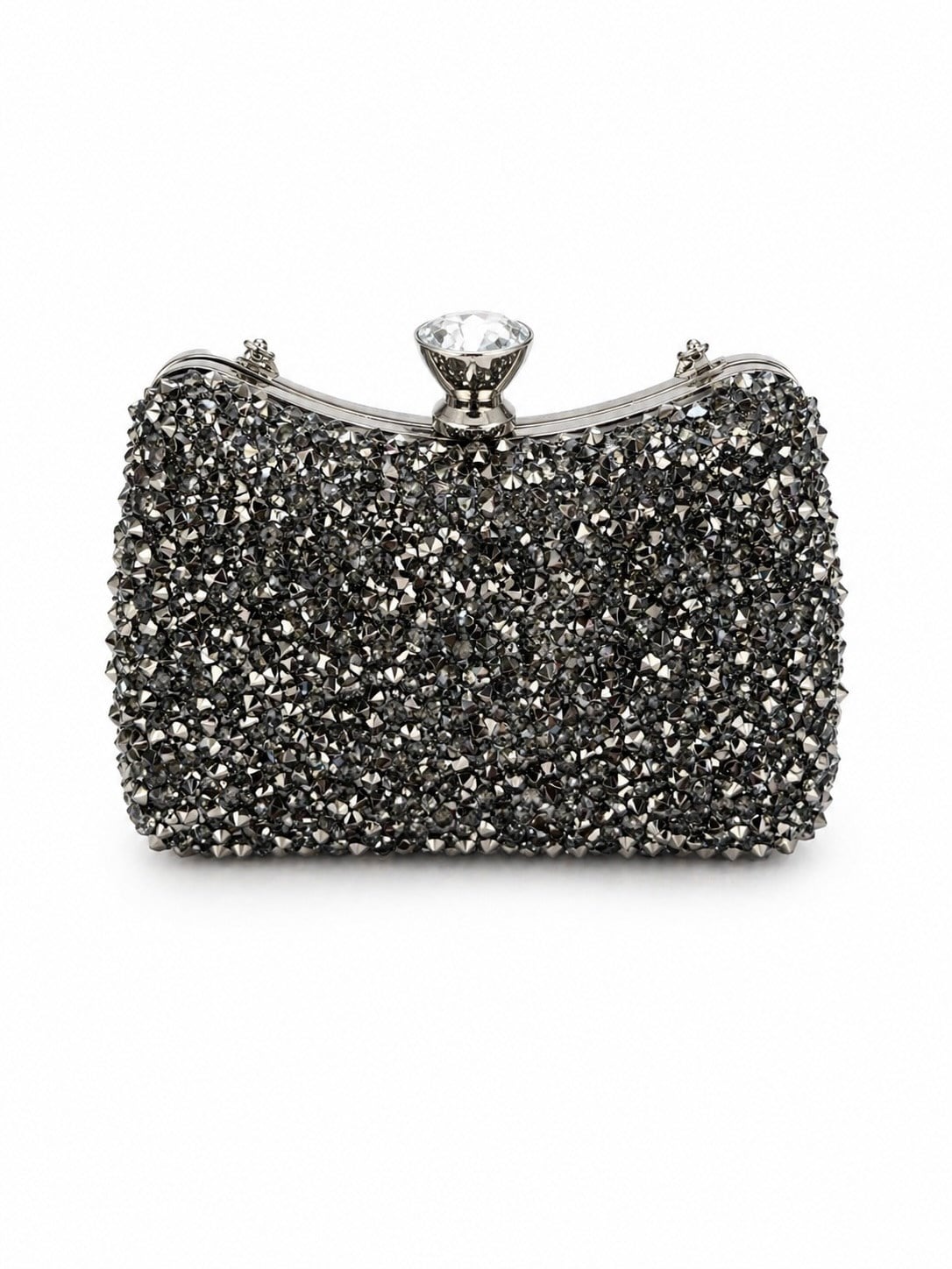 Diamond Işıltılı Clutch Abiye Çanta Antrasit