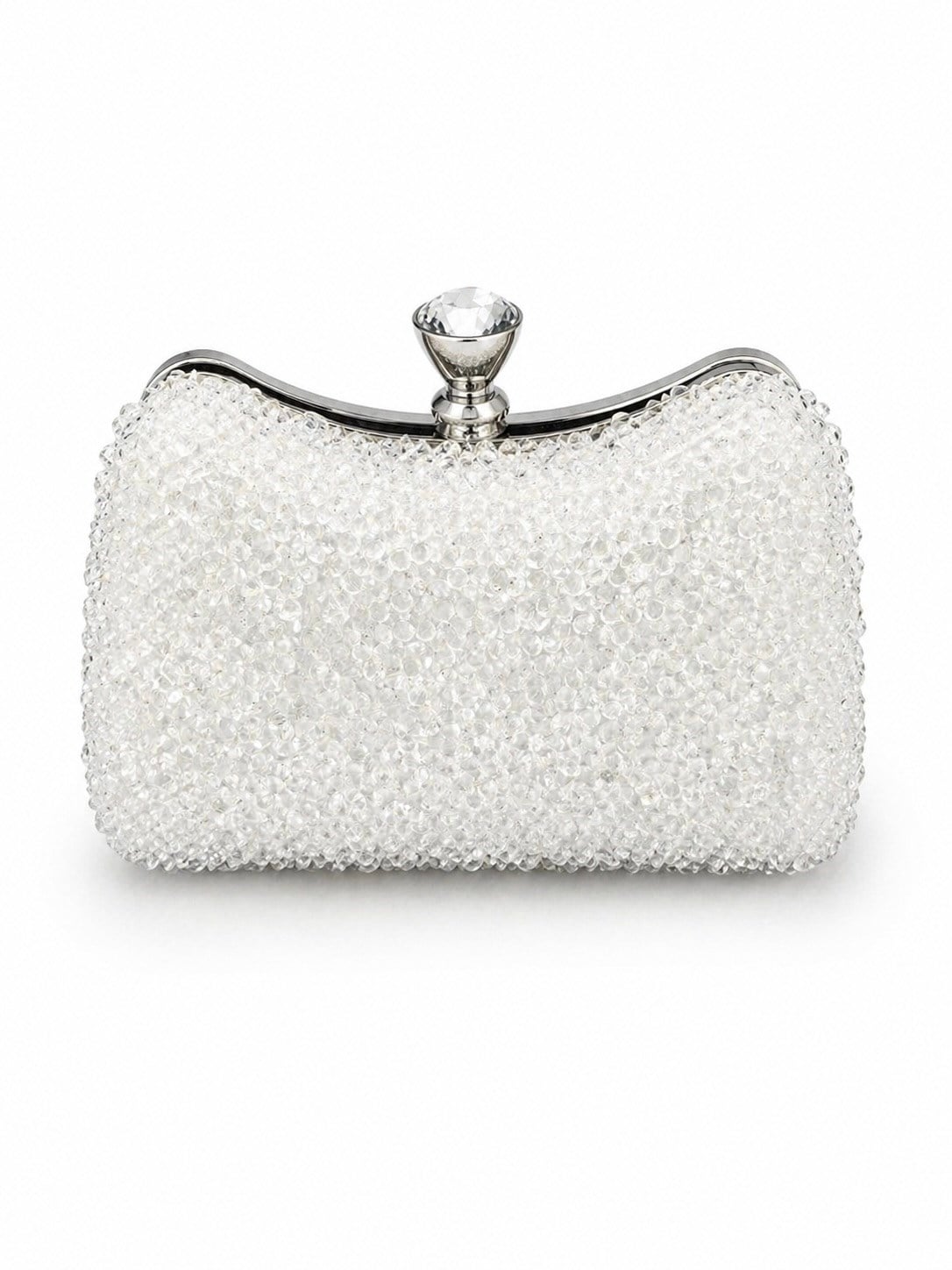 Diamond Işıltılı Clutch Abiye Çanta Beyaz