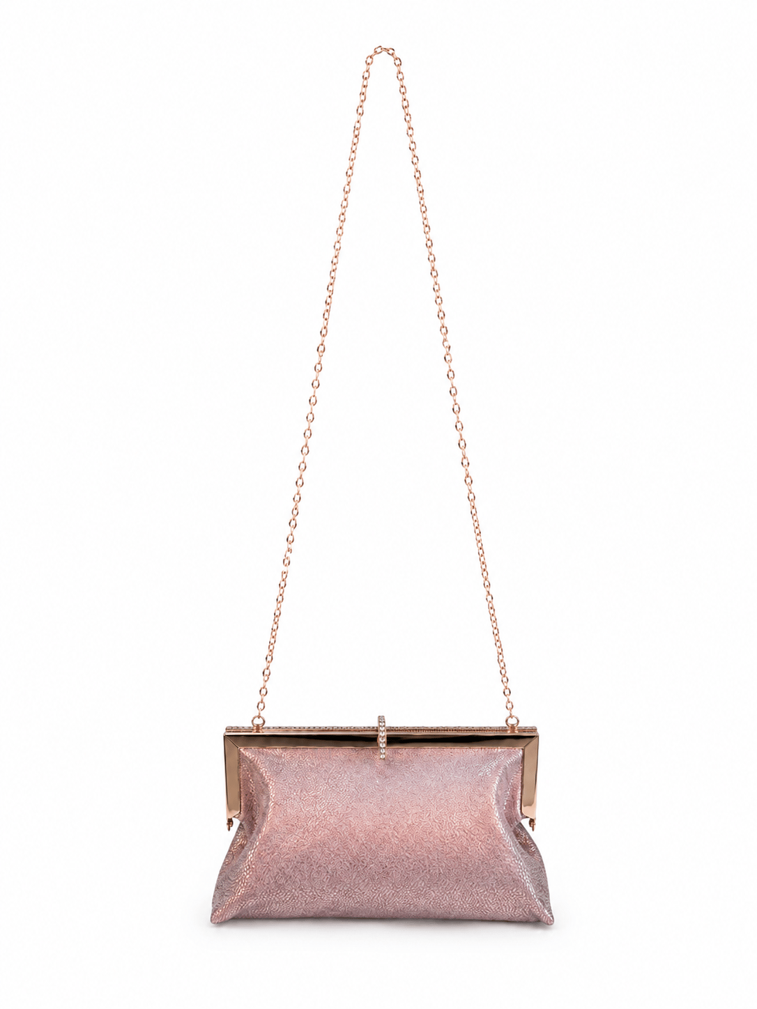 Roselle Desenli Simli Clutch Abiye Çanta Pudra