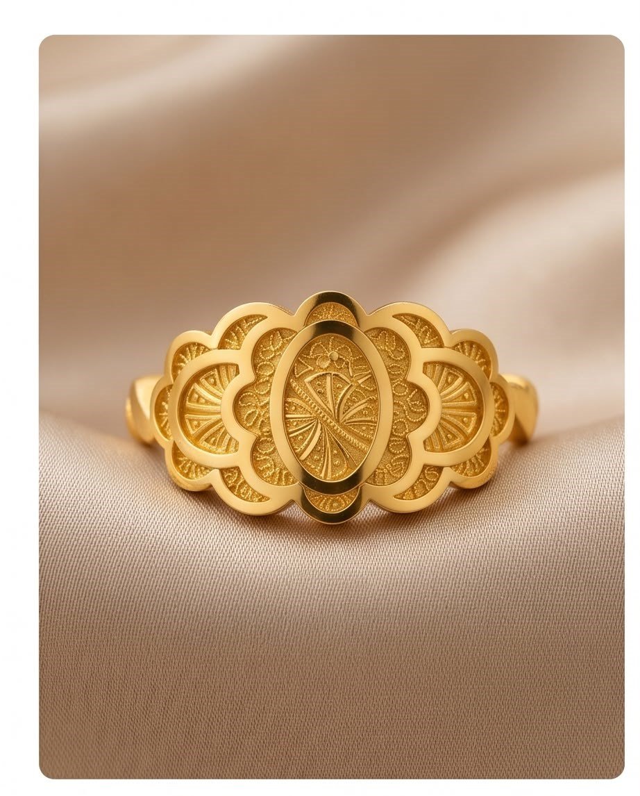 OVAL ÇİÇEK 22 AYAR ALTIN YÜZÜK