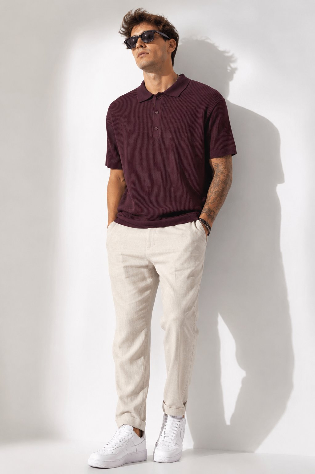 Erkek Kısa Kollu Fitilli Yarım Düğme Kapama Polo Yaka T-Shirt 26001