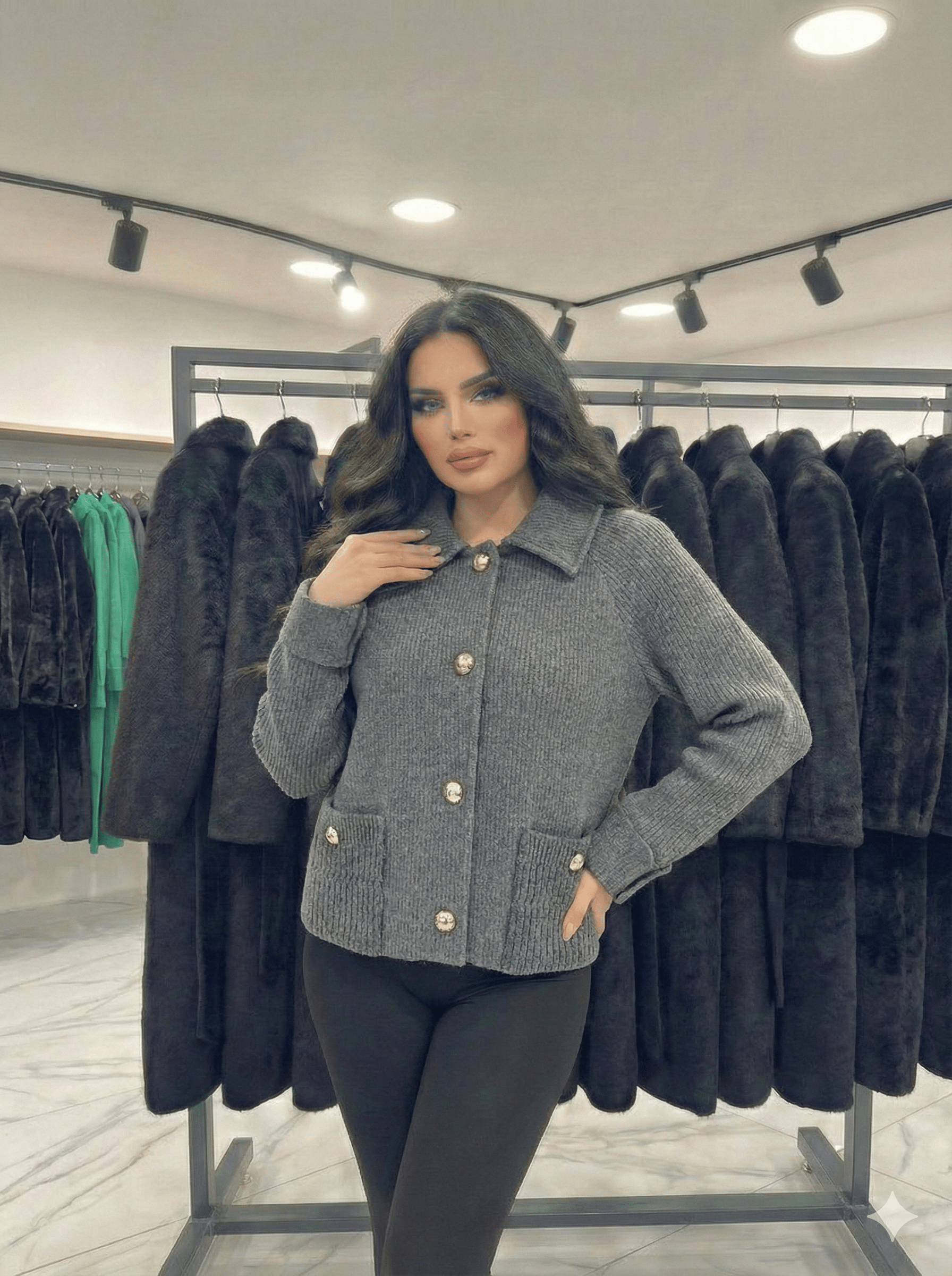 Kadın Yaka Detaylı Astarlı Slim Fit Kısa Mont