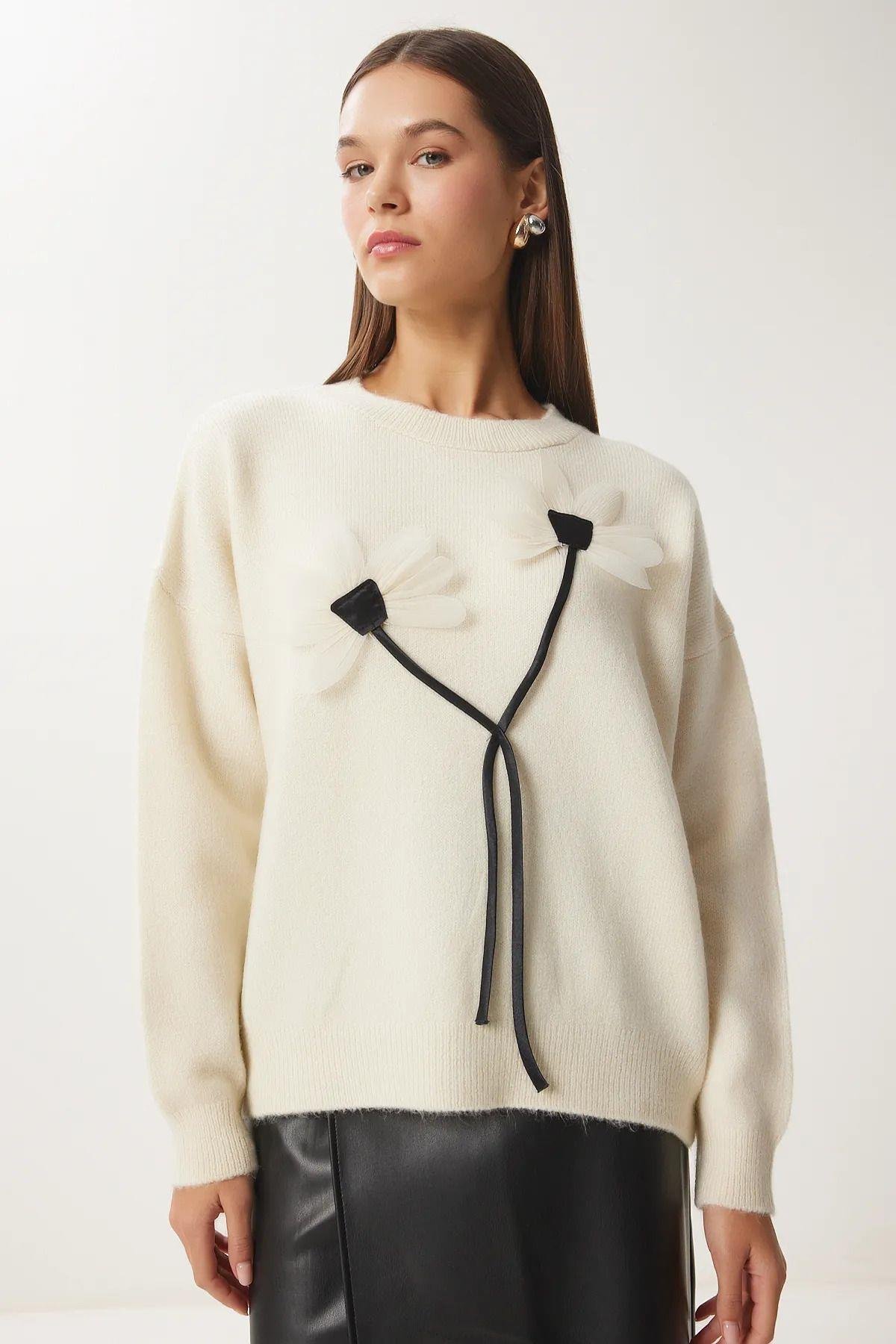 KETEN ÇİÇEKLİ OVERSIZE KAZAK