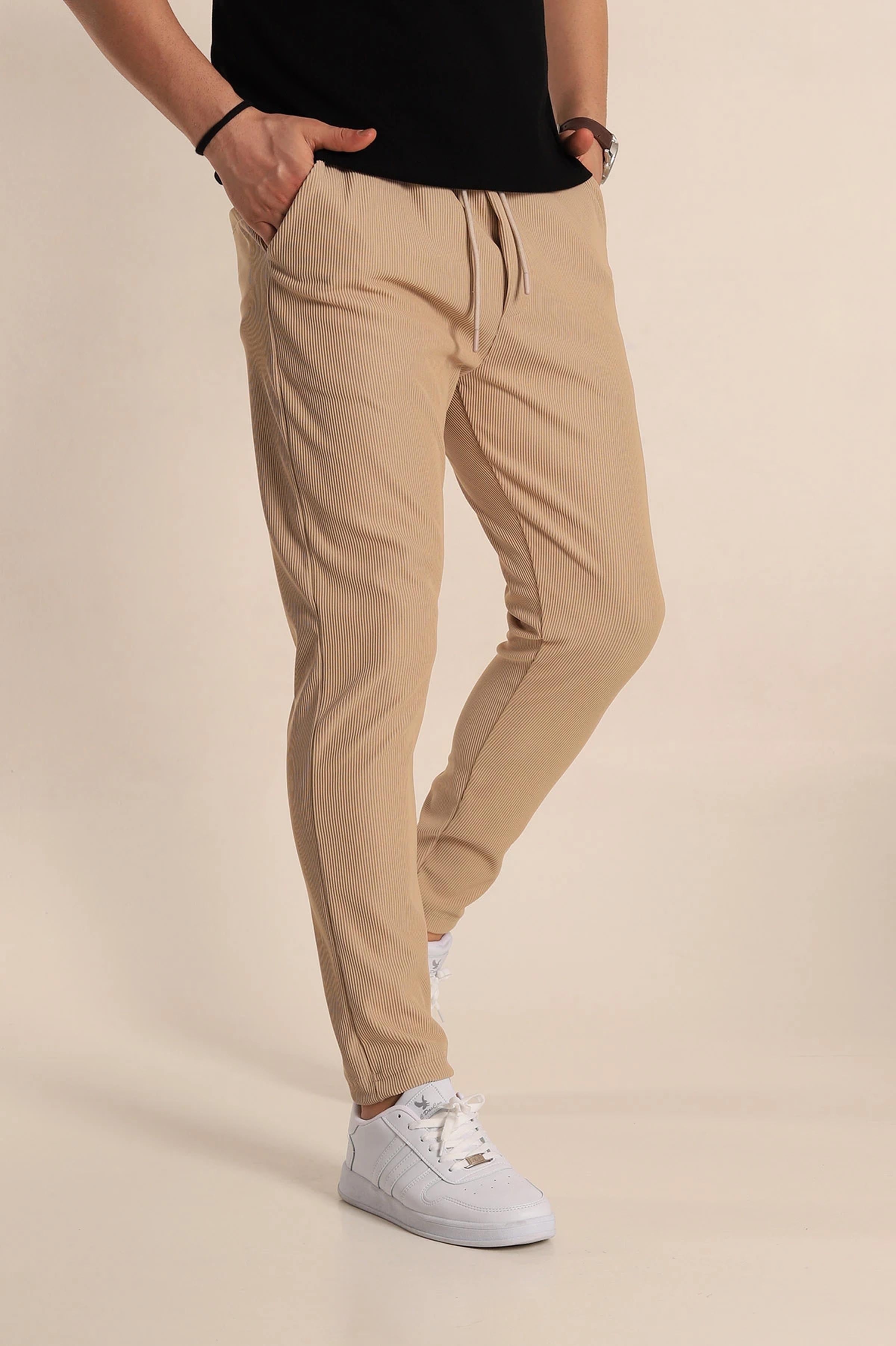 Slim Fit Fitilli Doku Bel Bağlamalı Mevsimlik Erkek Jogger Pantolon
