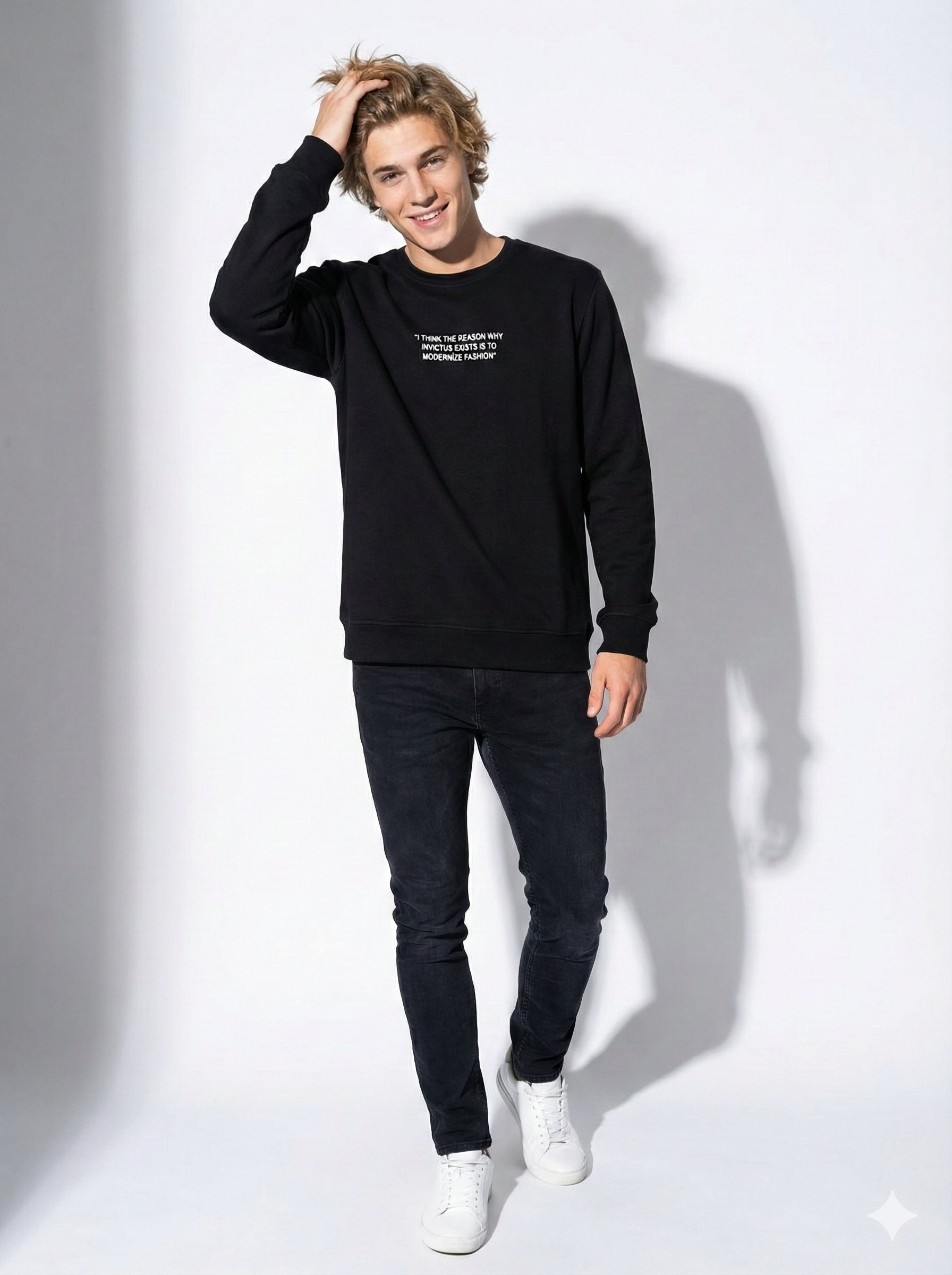 Unısex Bisiklet Yaka Baskılı Regular Fit Yumuşak Dokulu Uzun Kollu Sweatshirt