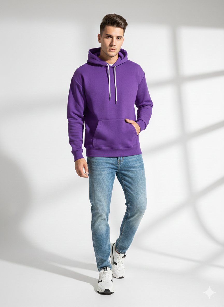 Unısex Regular Fıt Cepli Kapüşonlu Yumuşak Dokulu Classic Sweatshirt