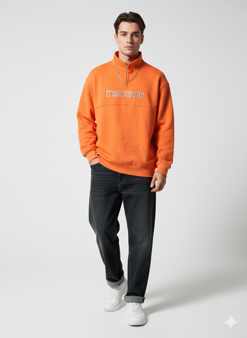 Unisex Regular Fit Fermuarlı Yumuşak Dokulu Üç İplik Uzun Kollu Sweatshirt