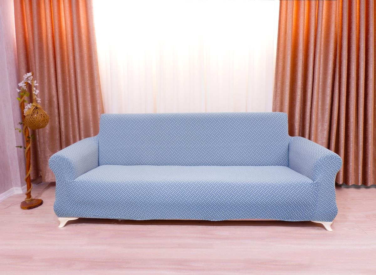 Jakarlı 3'lü Koltuk Örtüsü Hasır Desen - Gri