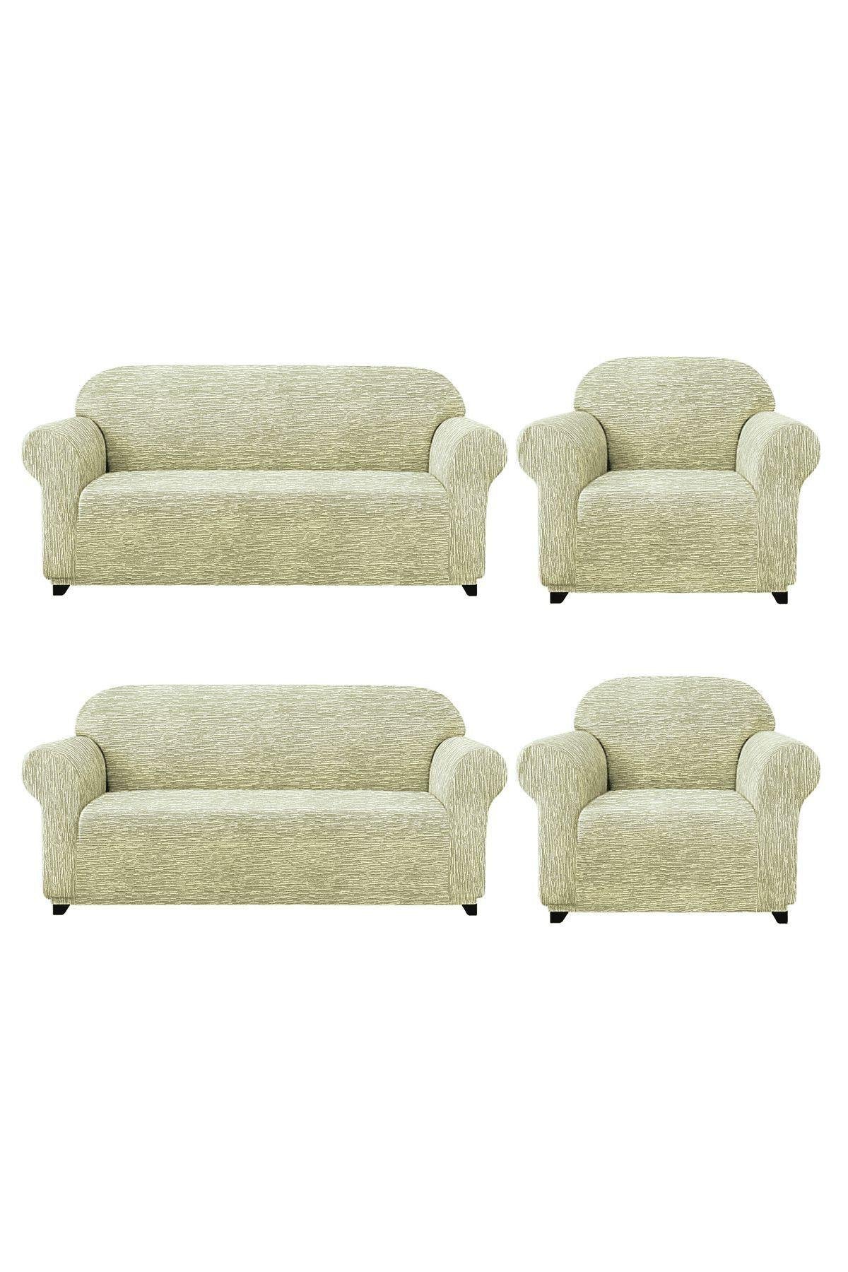 Jakarli Koltuk ,kanepe ,çekyat Örtüsü Çubuk Desen Esnekli Eteksiz3+3+1+1 Takım Için