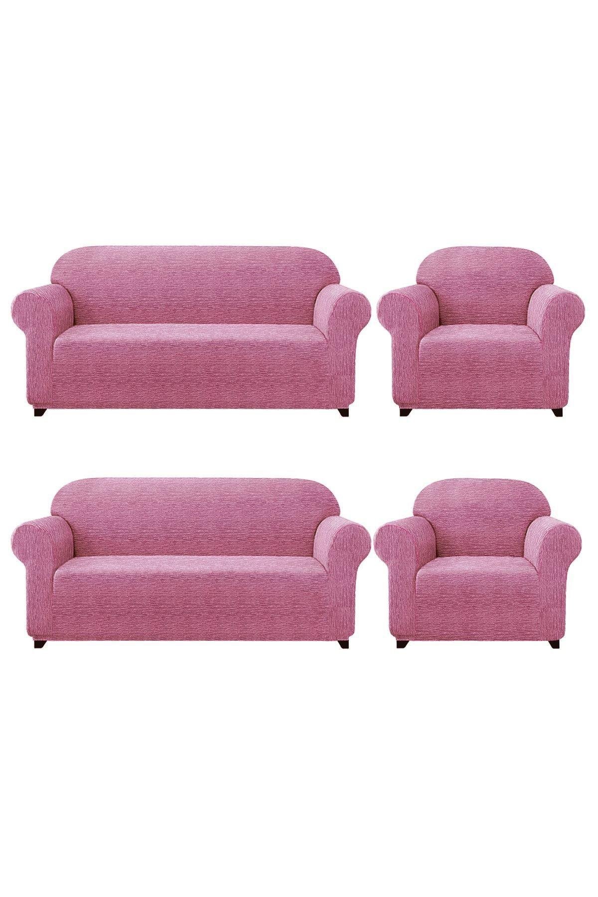 Jakarli Koltuk ,kanepe ,çekyat Örtüsü Çubuk Desen Esnekli Eteksiz3+3+1+1 Takım Için