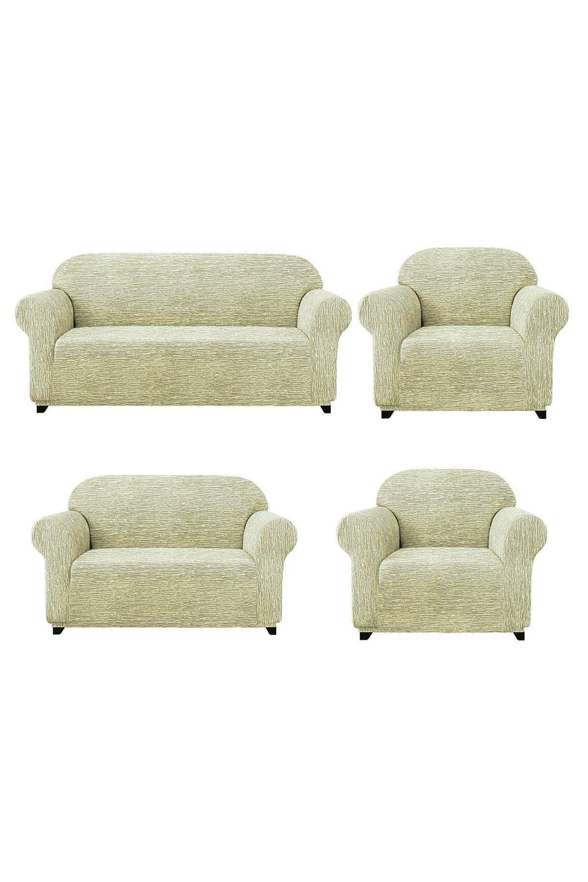 Jakarli Koltuk ,kanepe ,çekyat Örtüsü Çubuk Desen Esnekli Eteksiz3+2+1+1 Takım Için