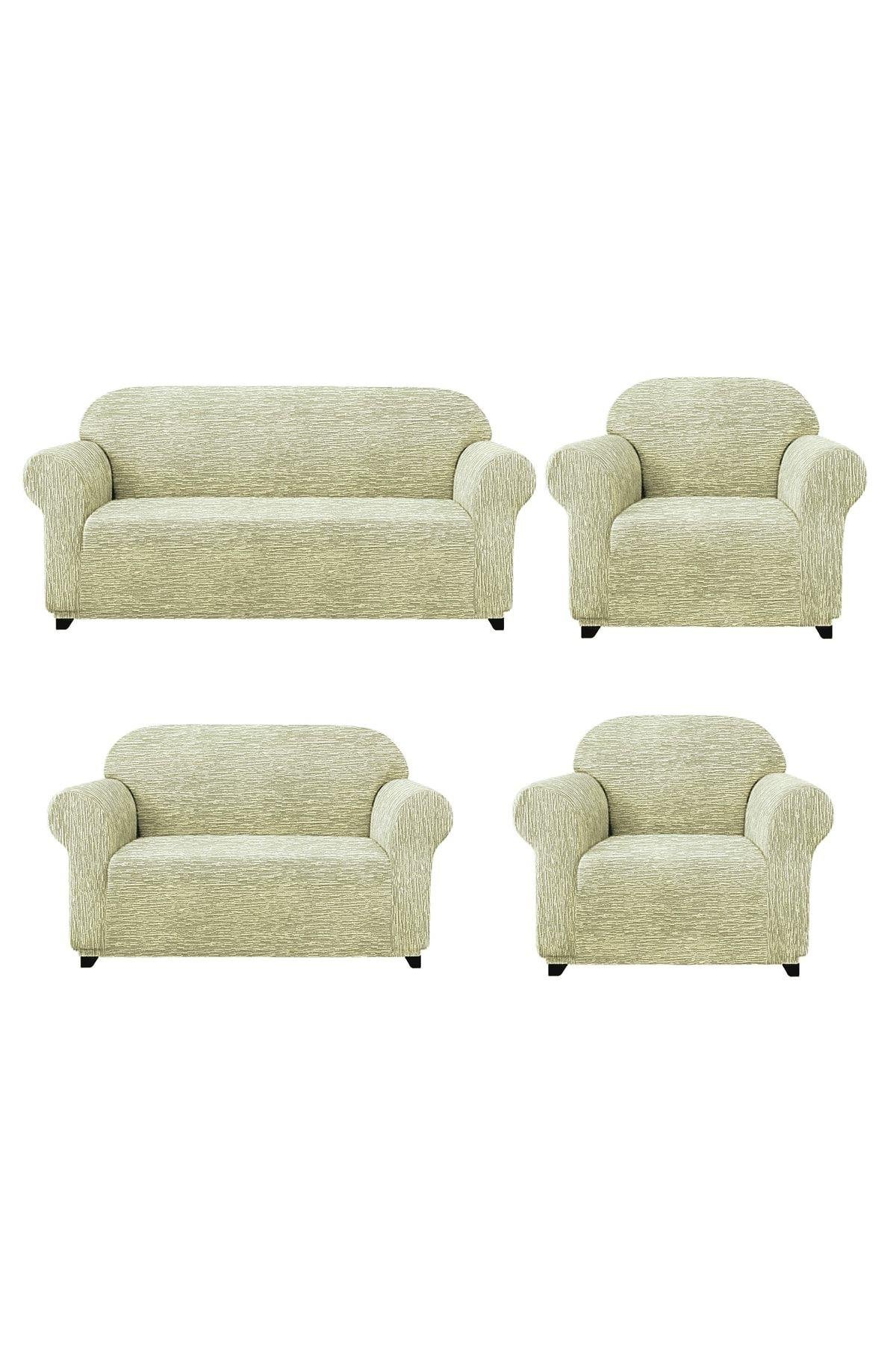 Jakarli Koltuk ,kanepe ,çekyat Örtüsü Çubuk Desen Esnekli Eteksiz3+2+1+1 Takım Için