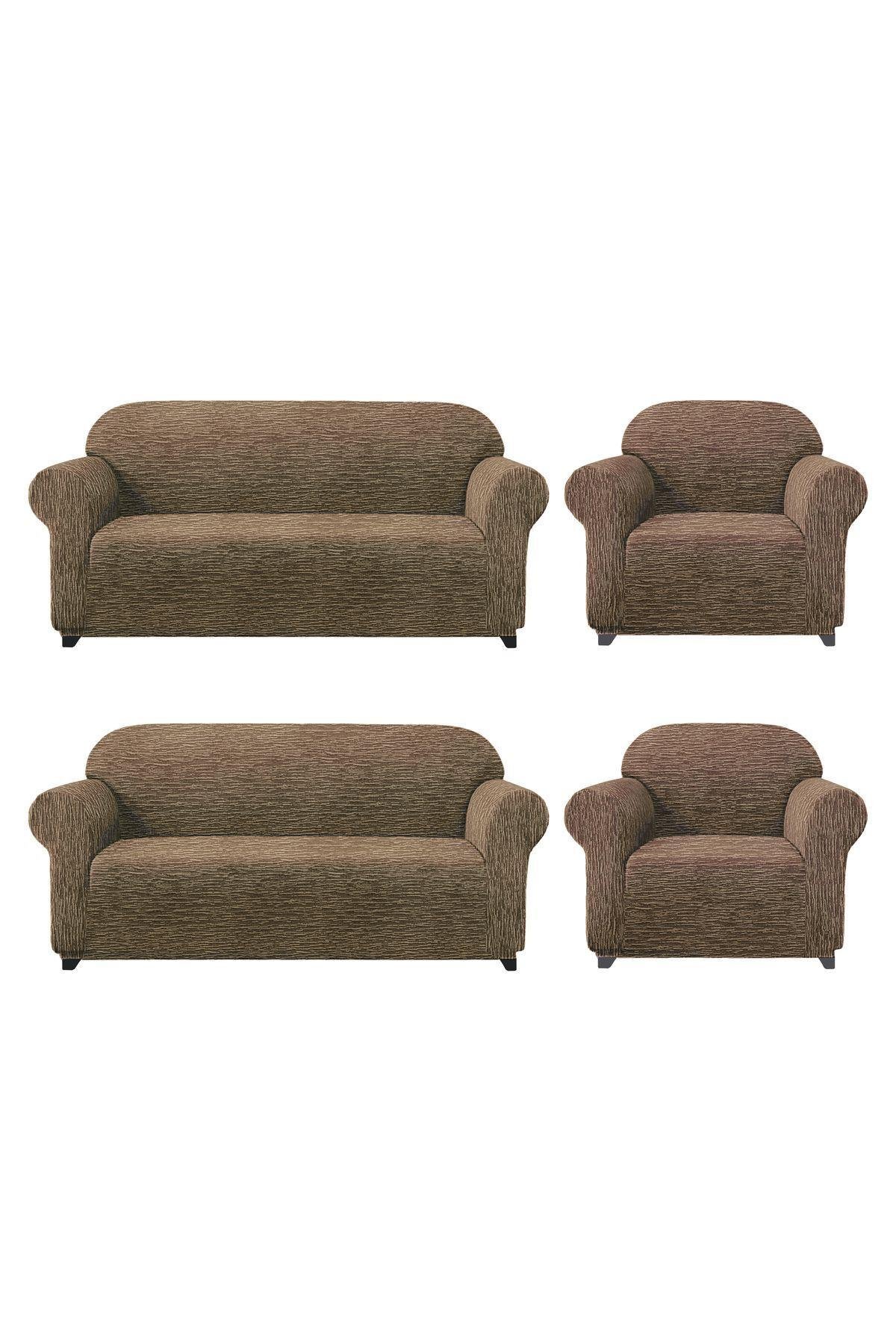 Jakarli Koltuk ,kanepe ,çekyat Örtüsü Çubuk Desen Esnekli Eteksiz3+3+1+1 Takım Için