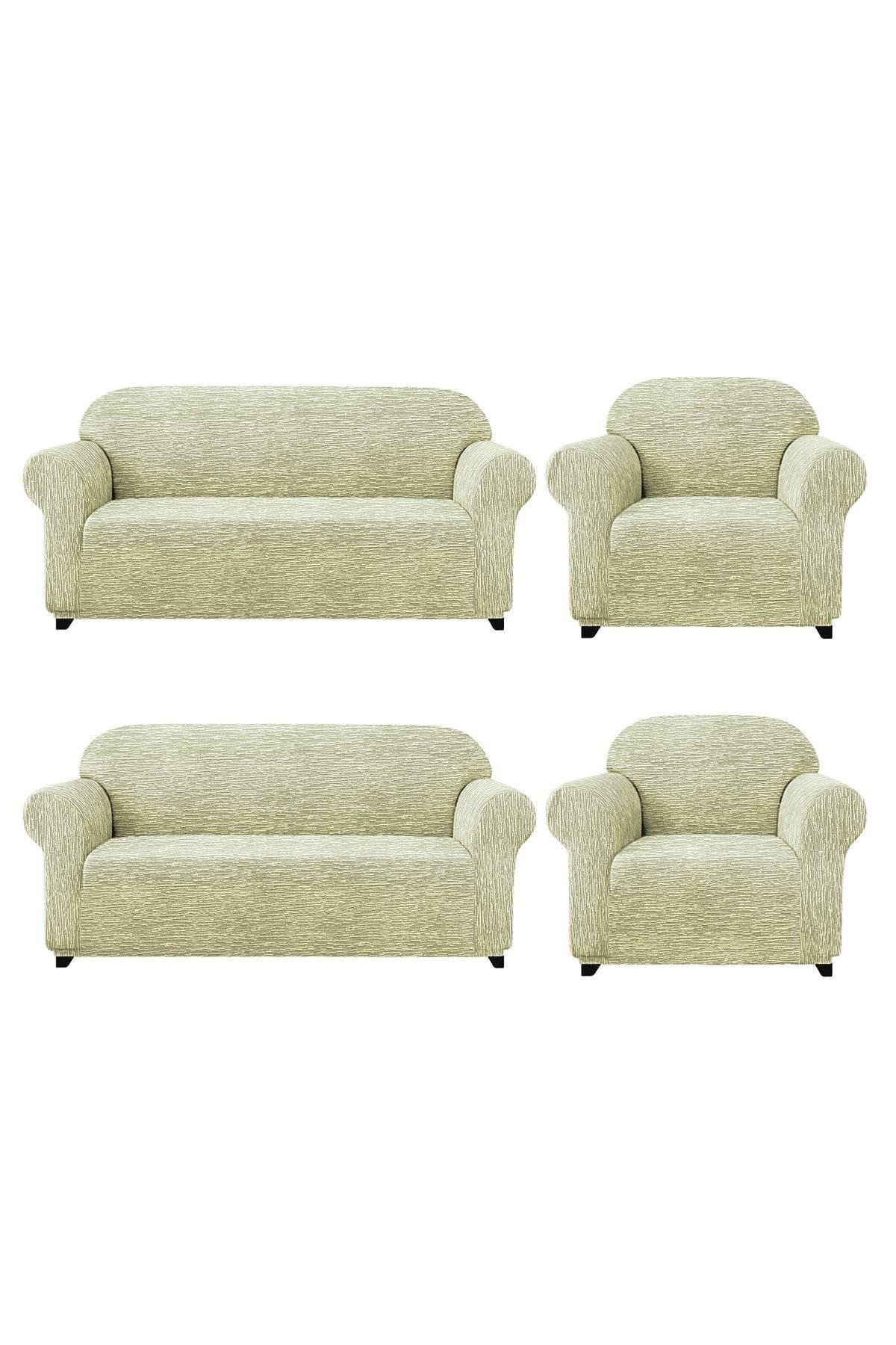 Jakarli Koltuk ,kanepe ,çekyat Örtüsü Çubuk Desen Esnekli Eteksiz3+3+1+1 Takım Için