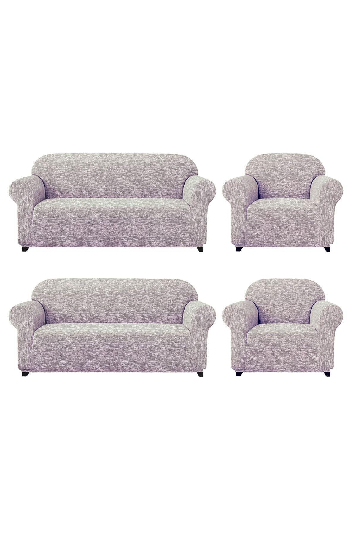 Jakarli Koltuk ,kanepe ,çekyat Örtüsü Çubuk Desen Esnekli Eteksiz3+3+1+1 Takım Için