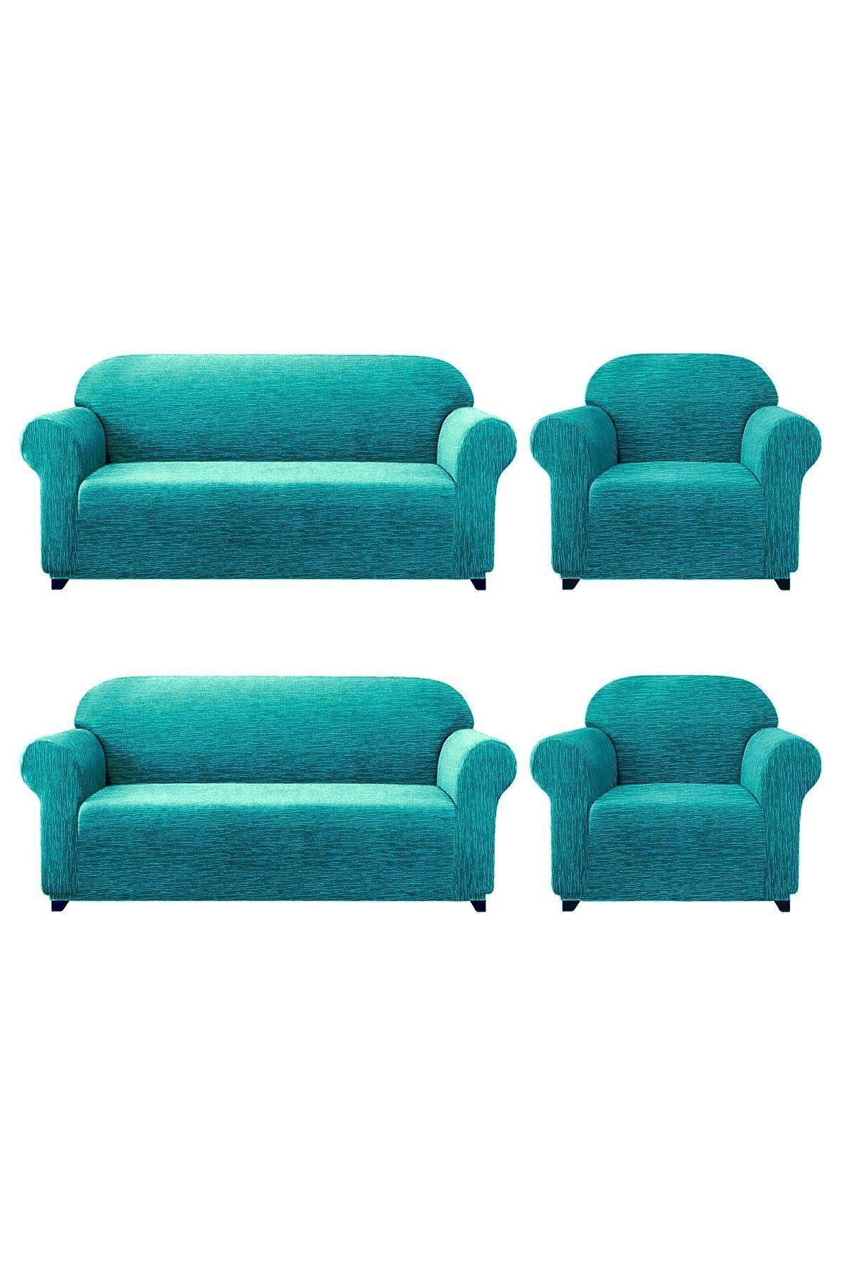 Jakarli Koltuk ,kanepe ,çekyat Örtüsü Çubuk Desen Esnekli Eteksiz3+3+1+1 Takım Için