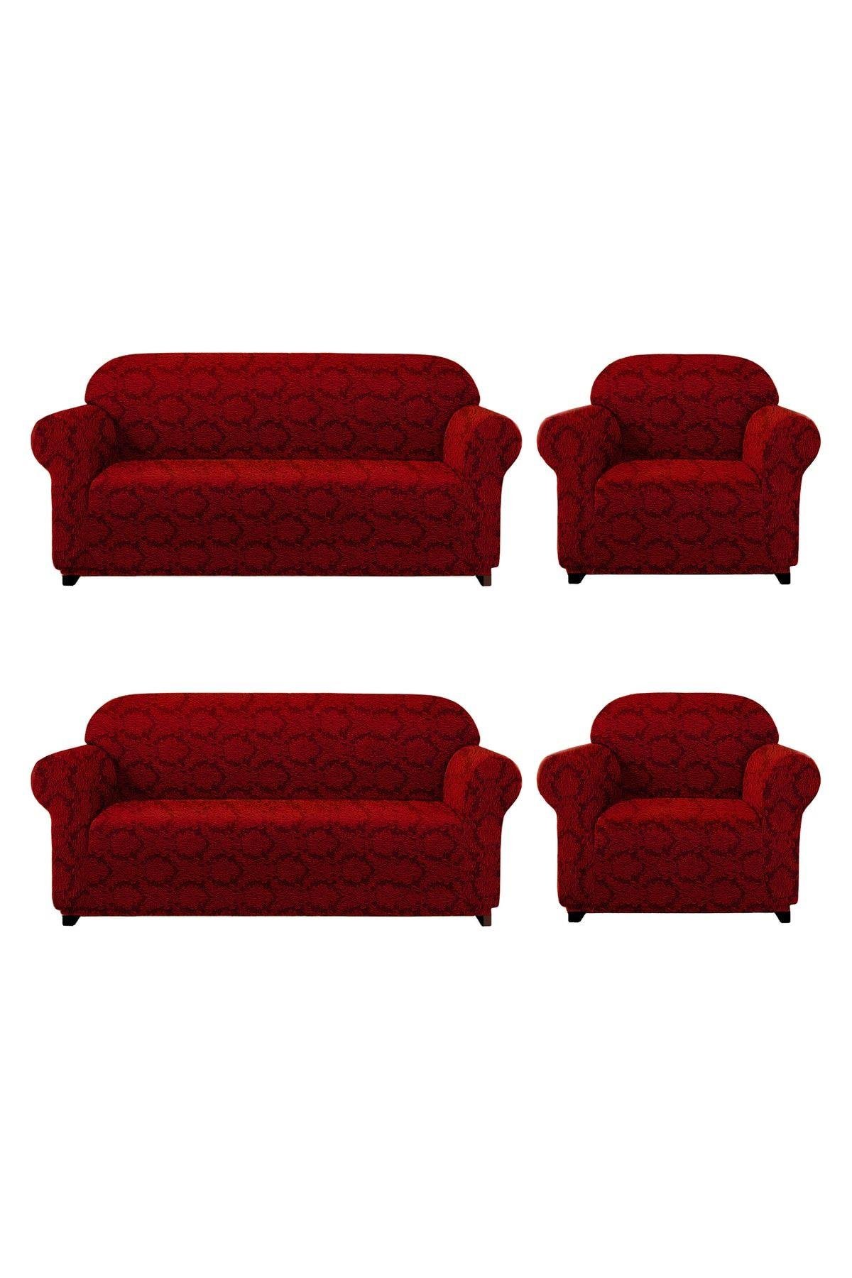 Jakarli Koltuk ,kanepe ,çekyat Örtüsü Şal Desen Esnekli Eteksiz3+3+1+1takım Için